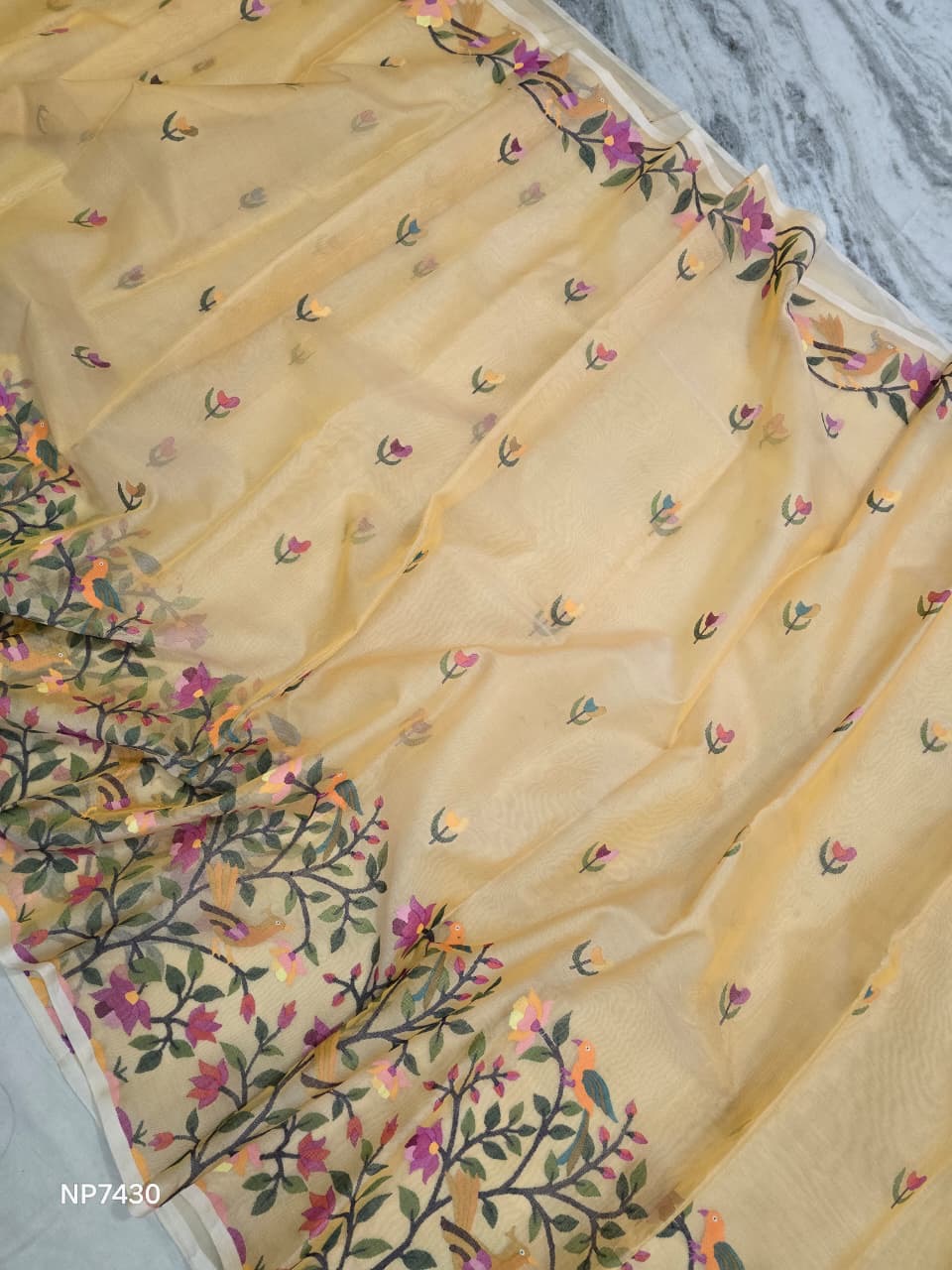 Pure Tantuj saree jamdani saree Indian sari blouse SaffronFashion