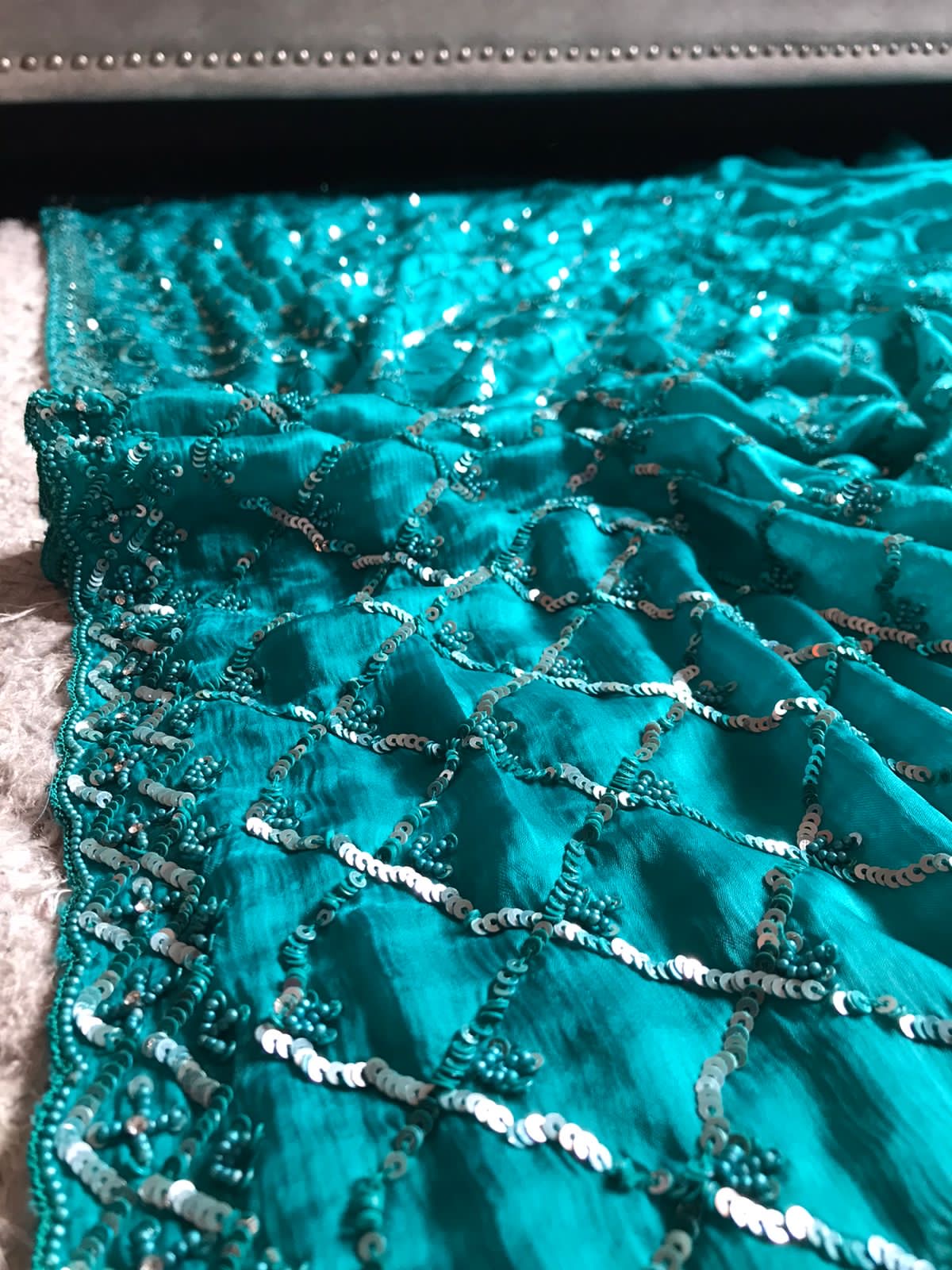 Turquoise Inspired Luxury Premium Saree - Saffronfashionindia