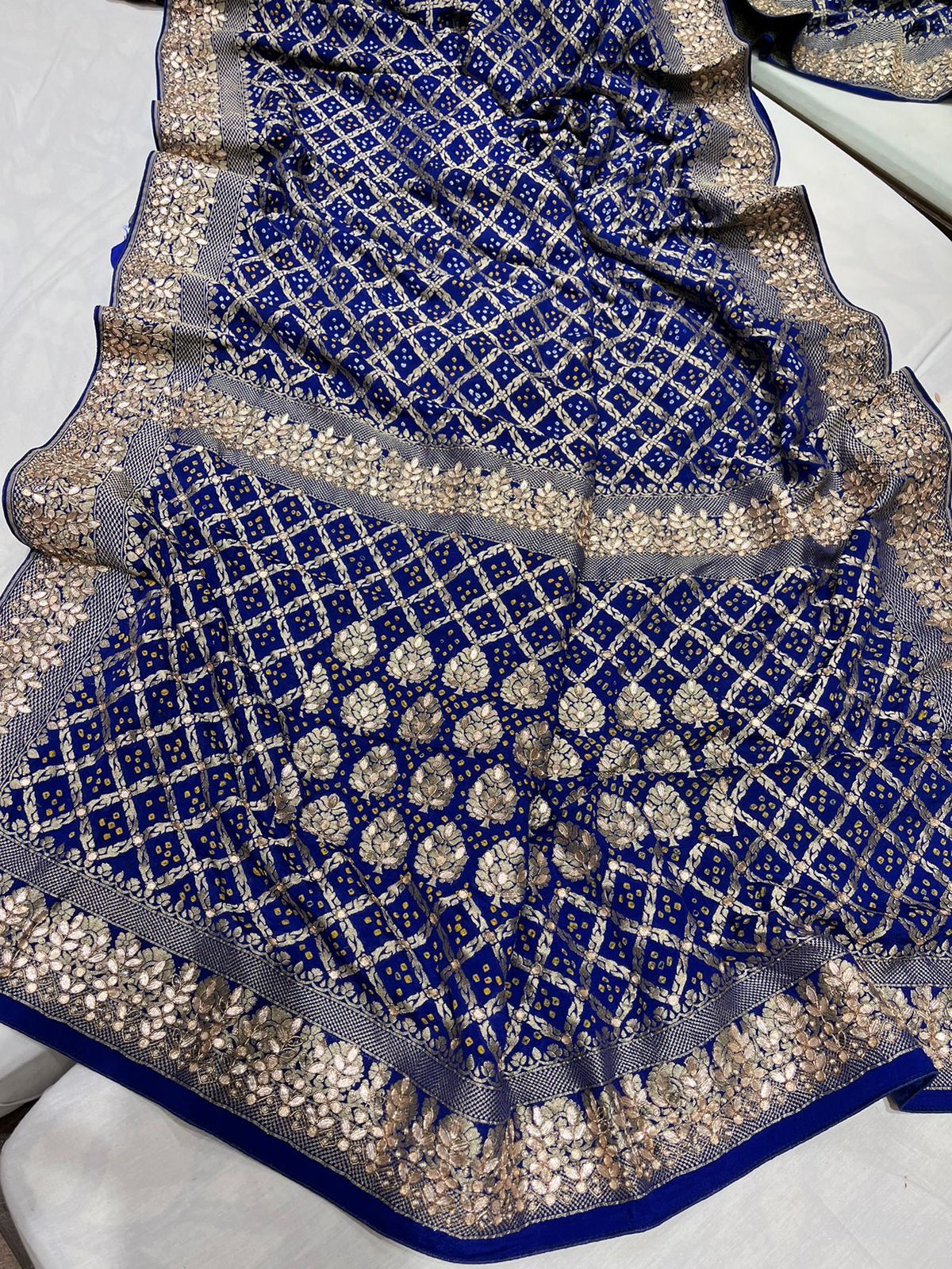 Gottapatti bandhej saree Indian traditional zardosi sarees - Saffronfashionindia
