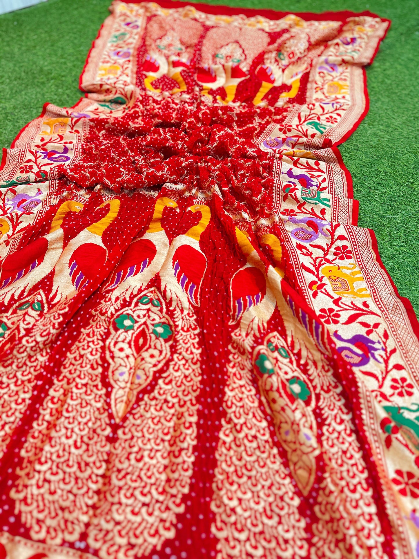 Red Banarsi dupatta Georgette Dupatta - Saffronfashionindia