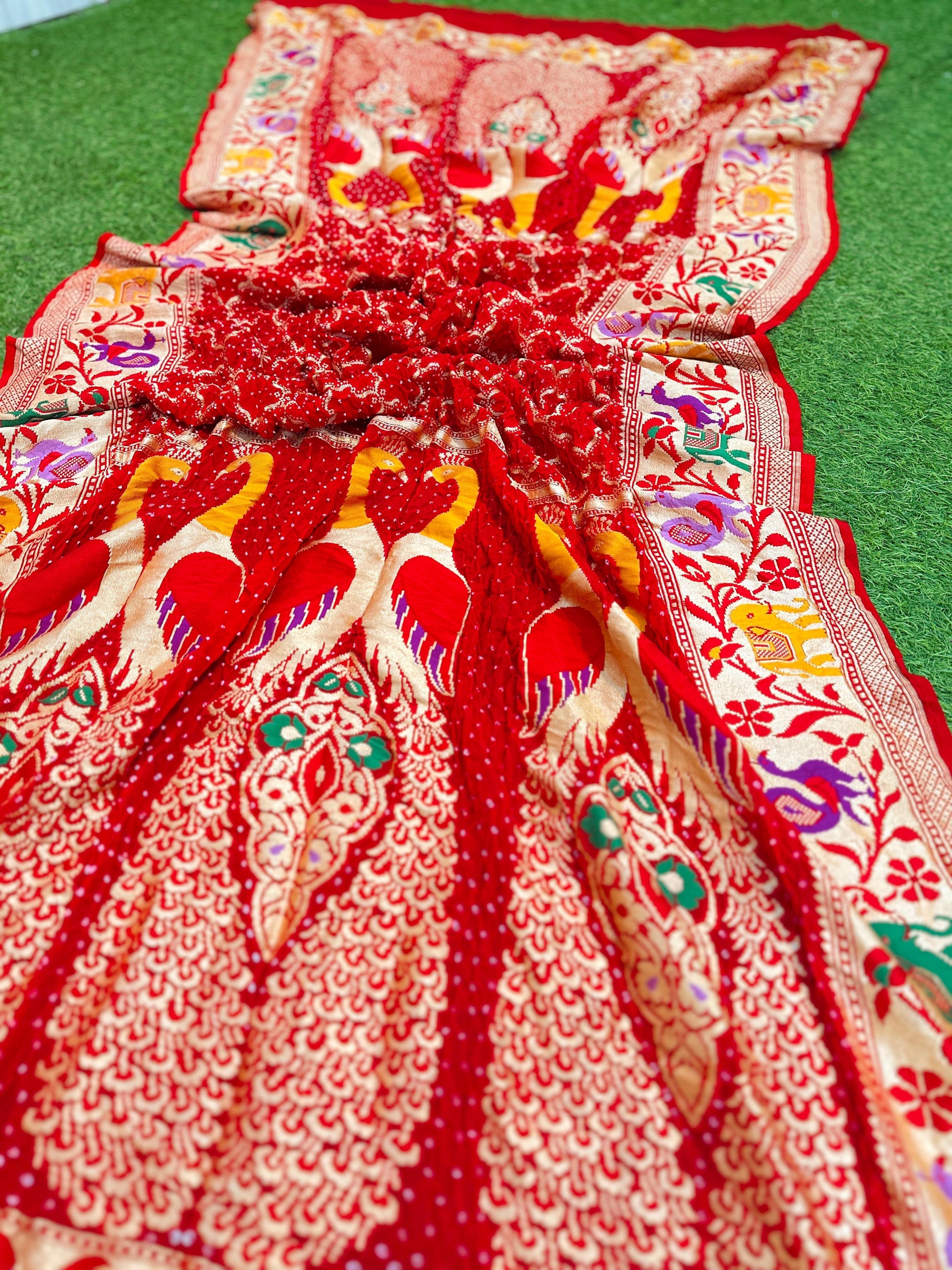 Red Banarsi dupatta Georgette Dupatta - Saffronfashionindia