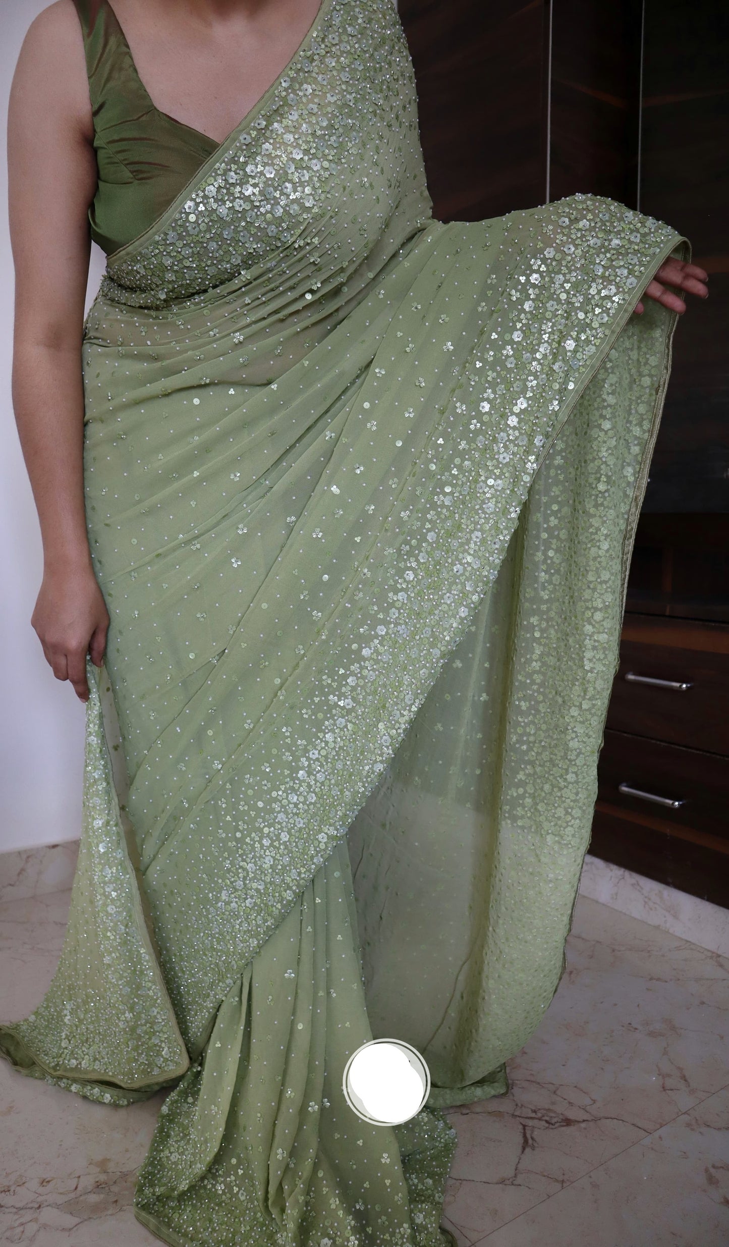 Luxury chiffon Gorgette saree beautiful saree aeros ki inspired saree blouse SaffronFashion