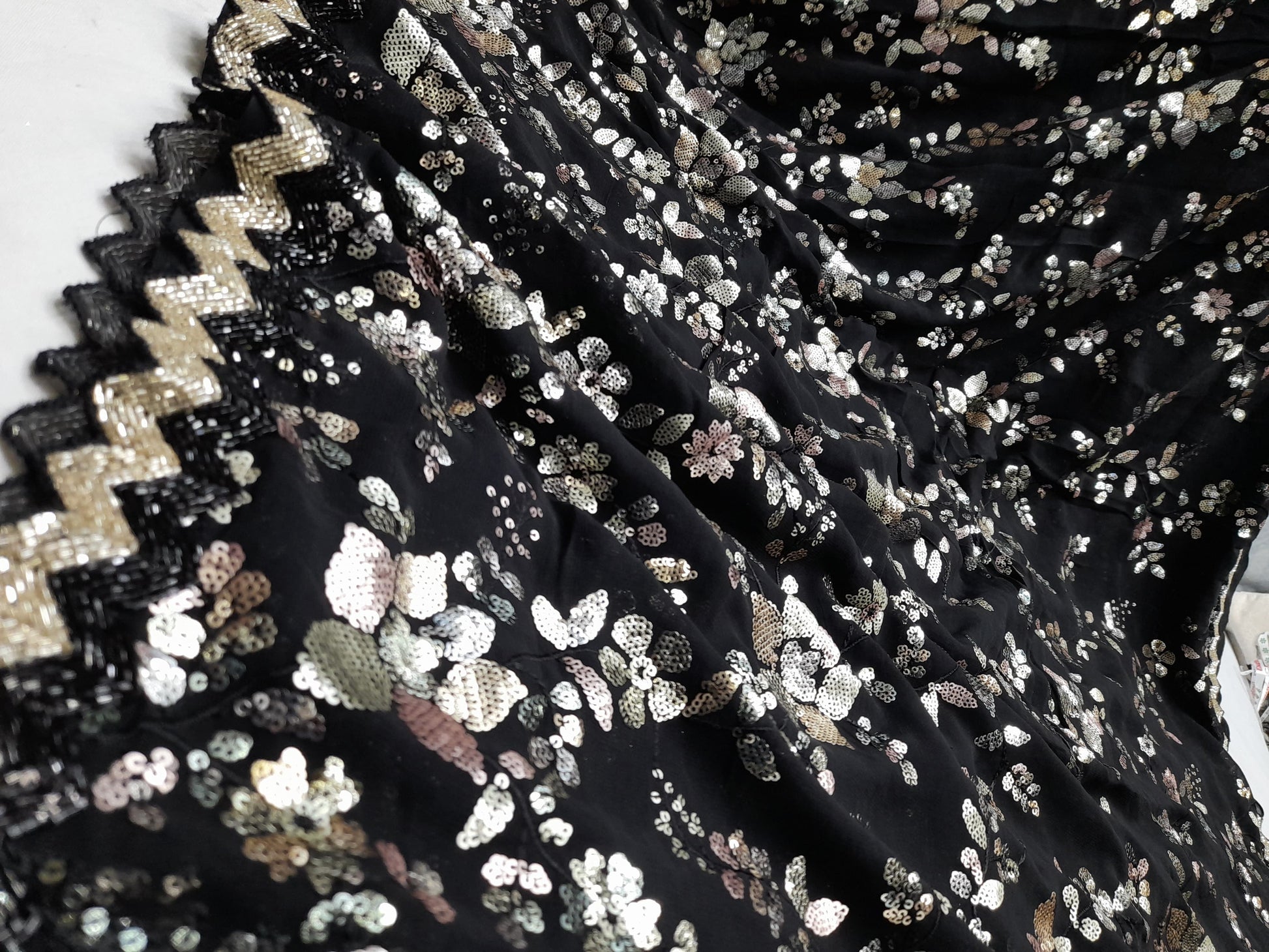 Black sequence saree Partywear sarees SaffronFashion