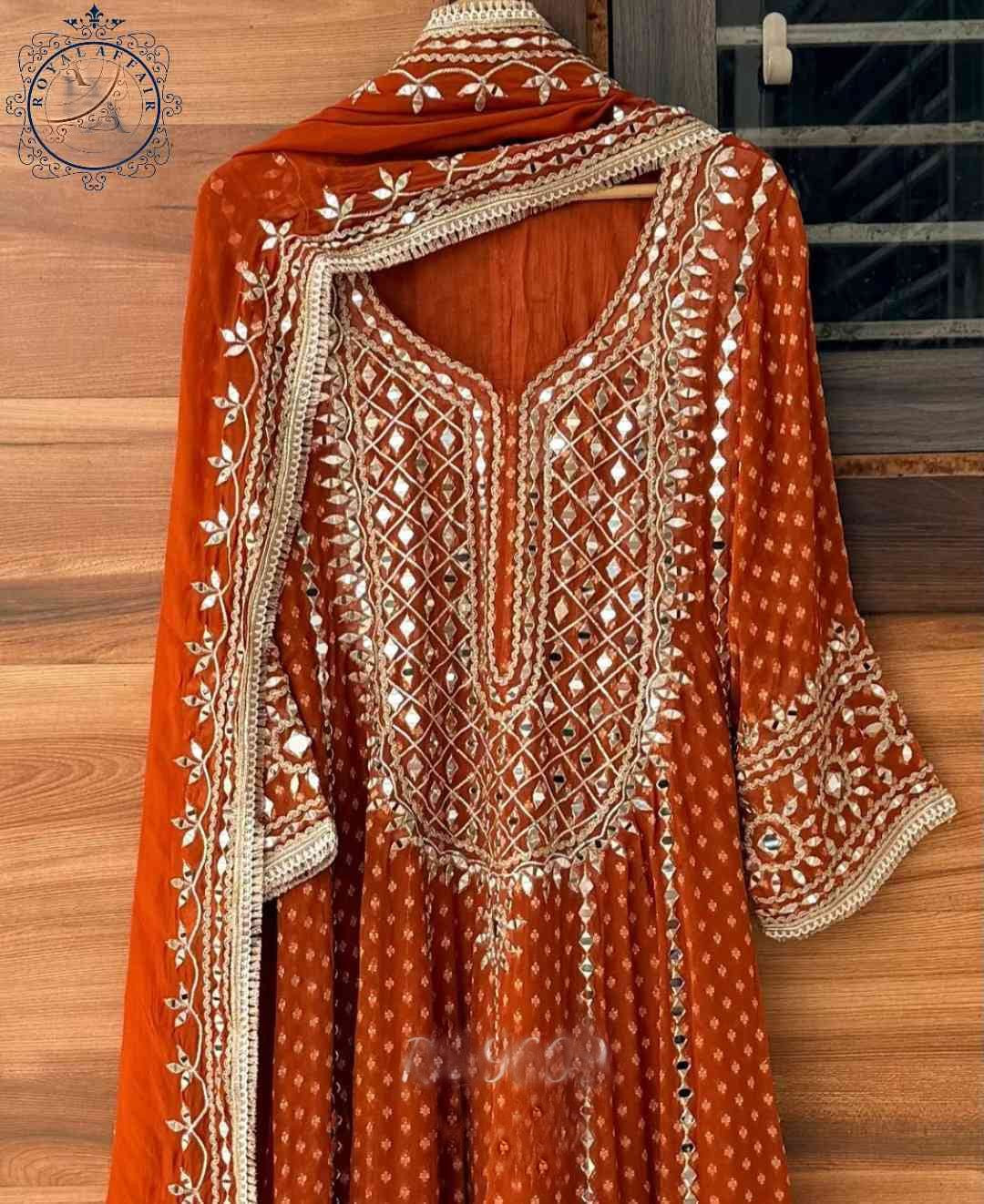 Designer inspired stitched Anarkali dress bridesmaids dresses SaffronFashion