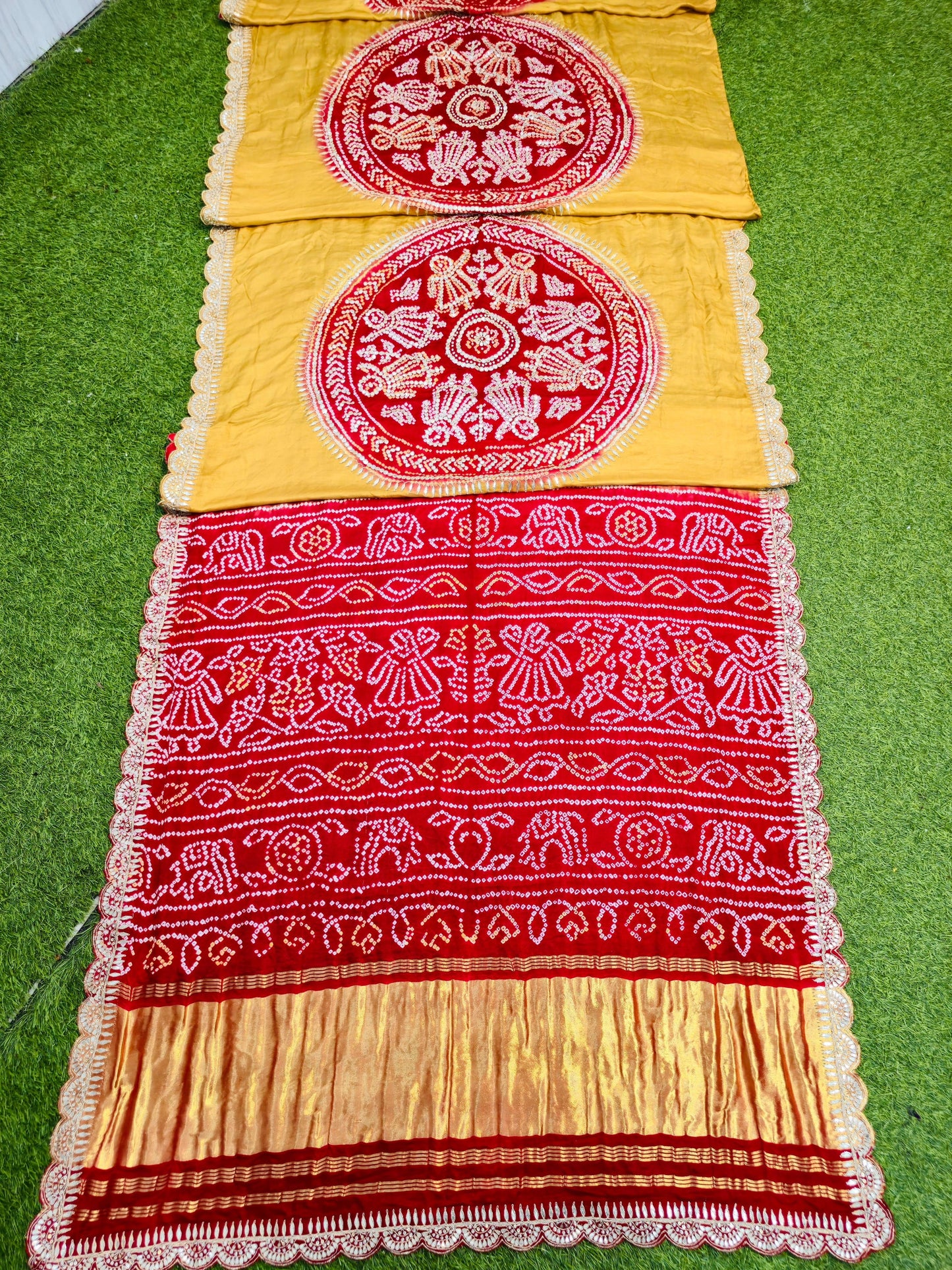 Ramani gajji silk saree Bandhani saree luxury sari Saffronfashionindia