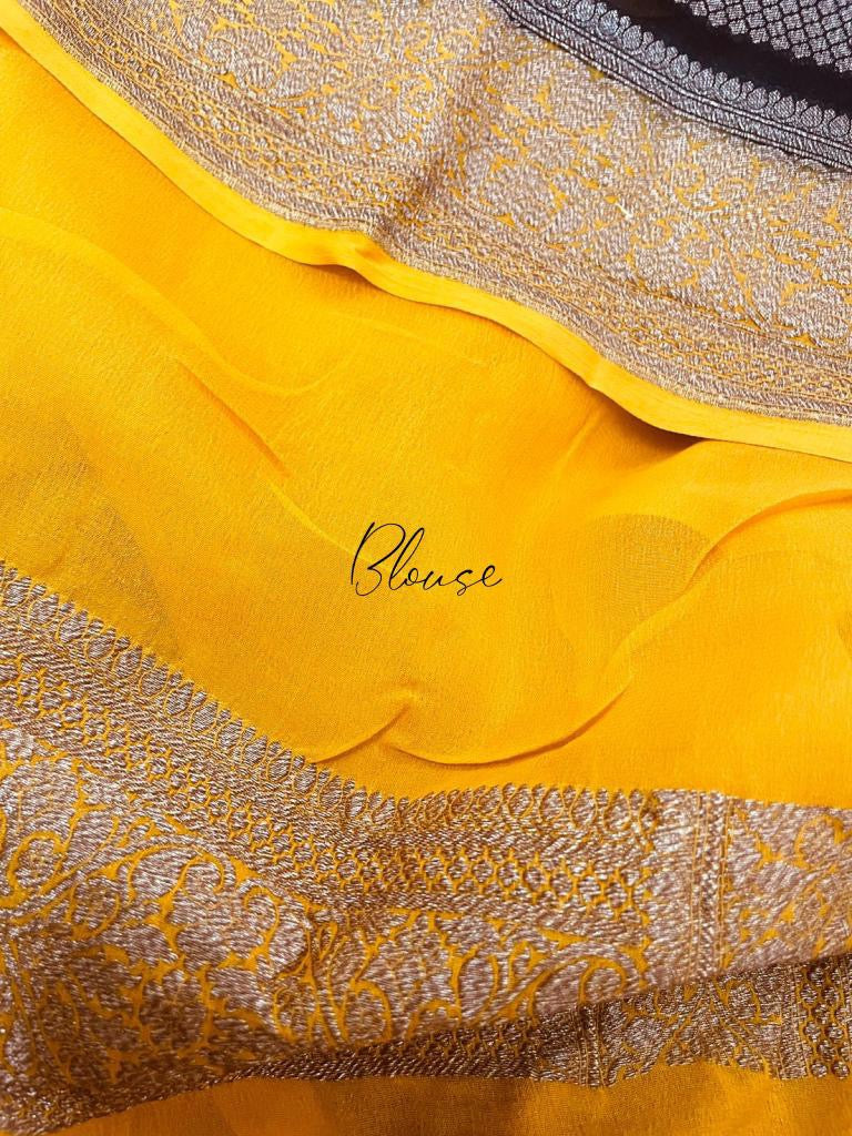 Lavish handwoven Khaddi Gorgette saree Indian saree - Saffronfashionindia