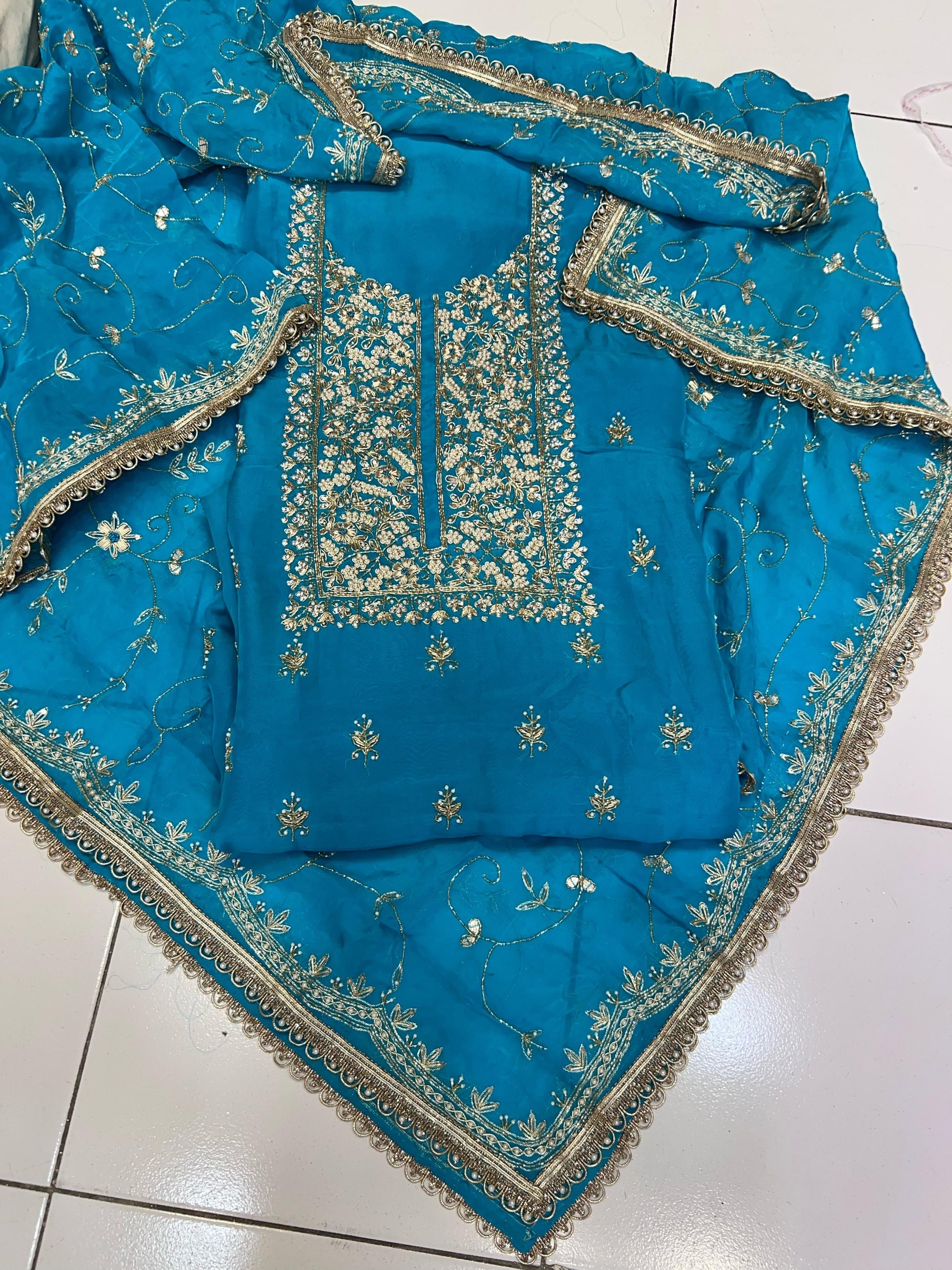 Punjabi crepe dress Indian dress women clothing SaffronFashion