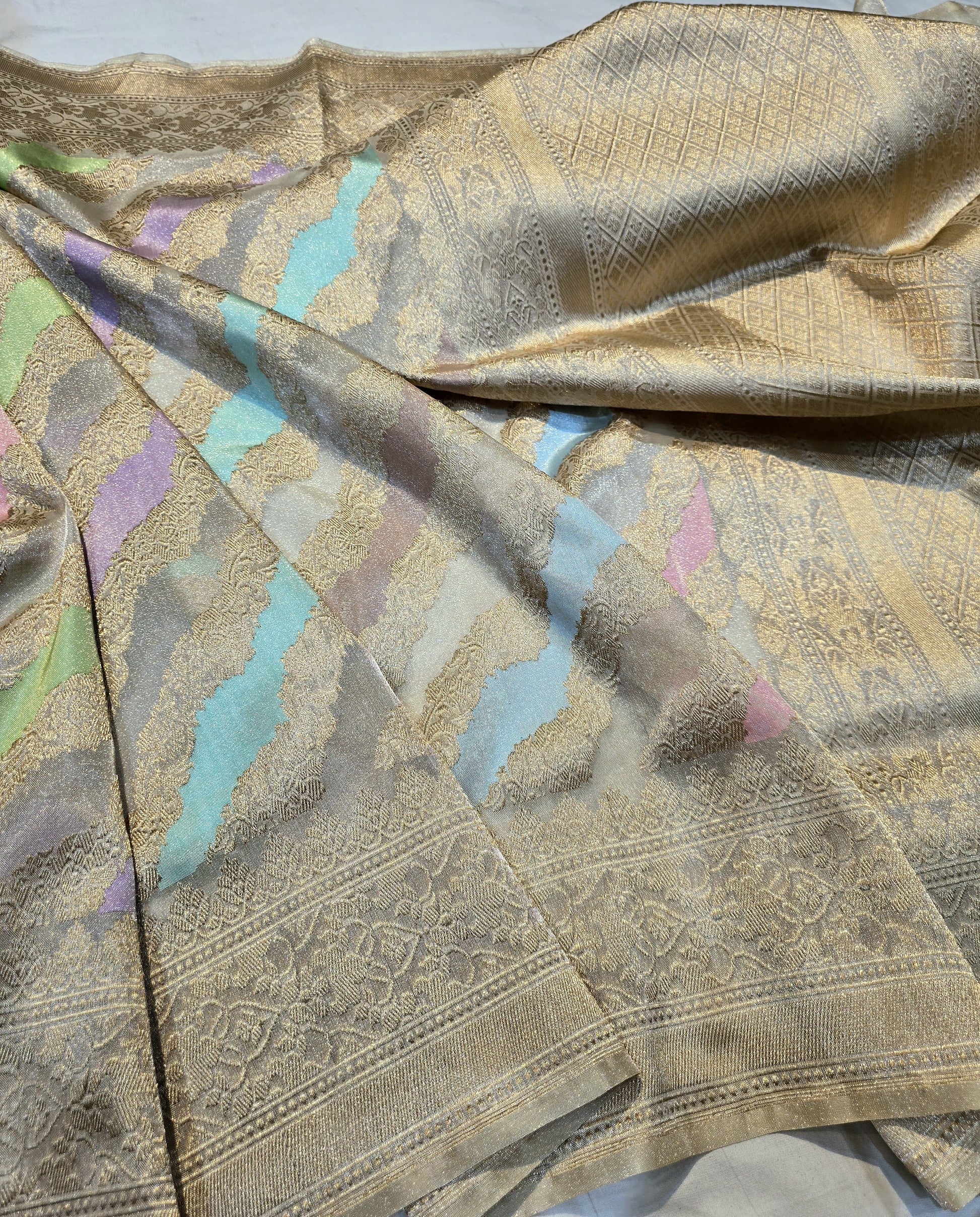 Contemporary iktara saree tissue saree kadwa sarees handwoven sari blouse SaffronFashion