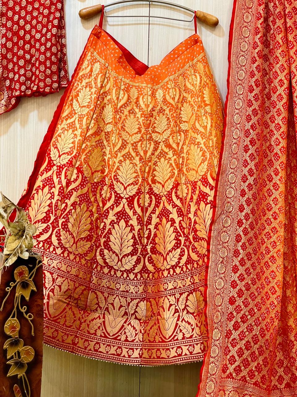 Vamia Banarsi  Bandhani Lehanga choli traditional Lehanga - Saffronfashionindia
