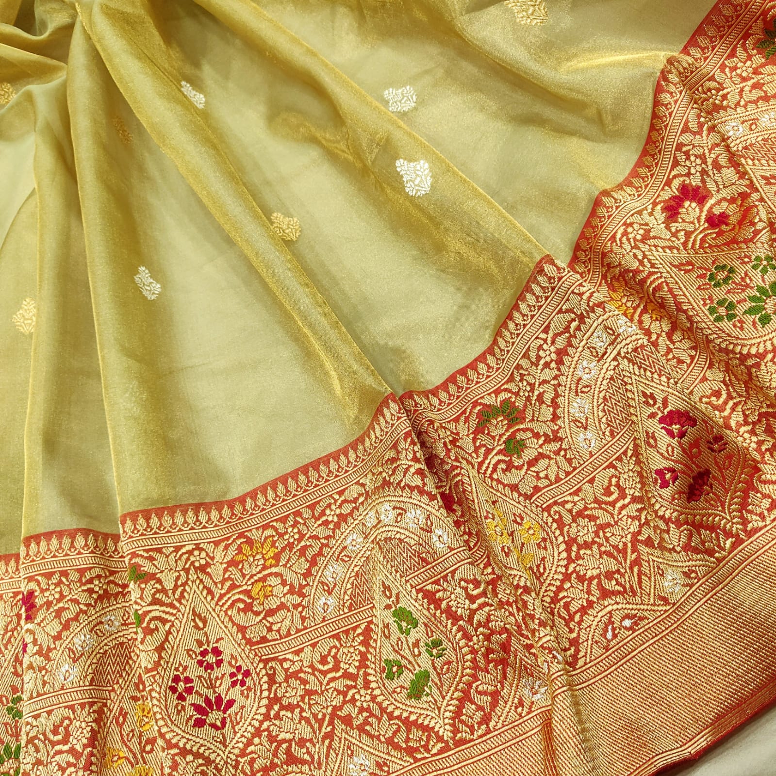 Ektara handwoven tissue kora saree - Saffronfashionindia