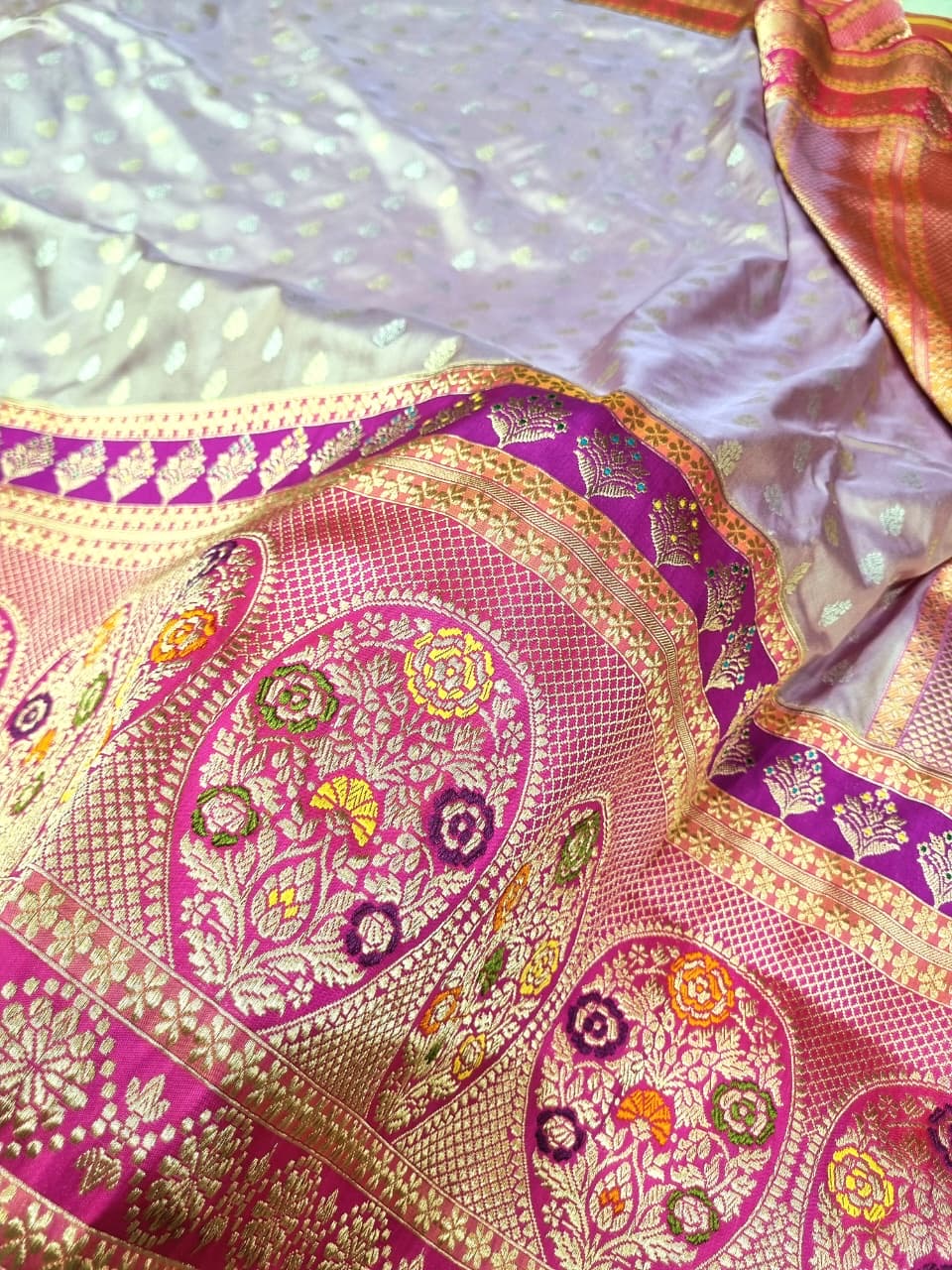 Handmade Katan saree Banarsi silk saree Indian traditional sari blouse SaffronFashion