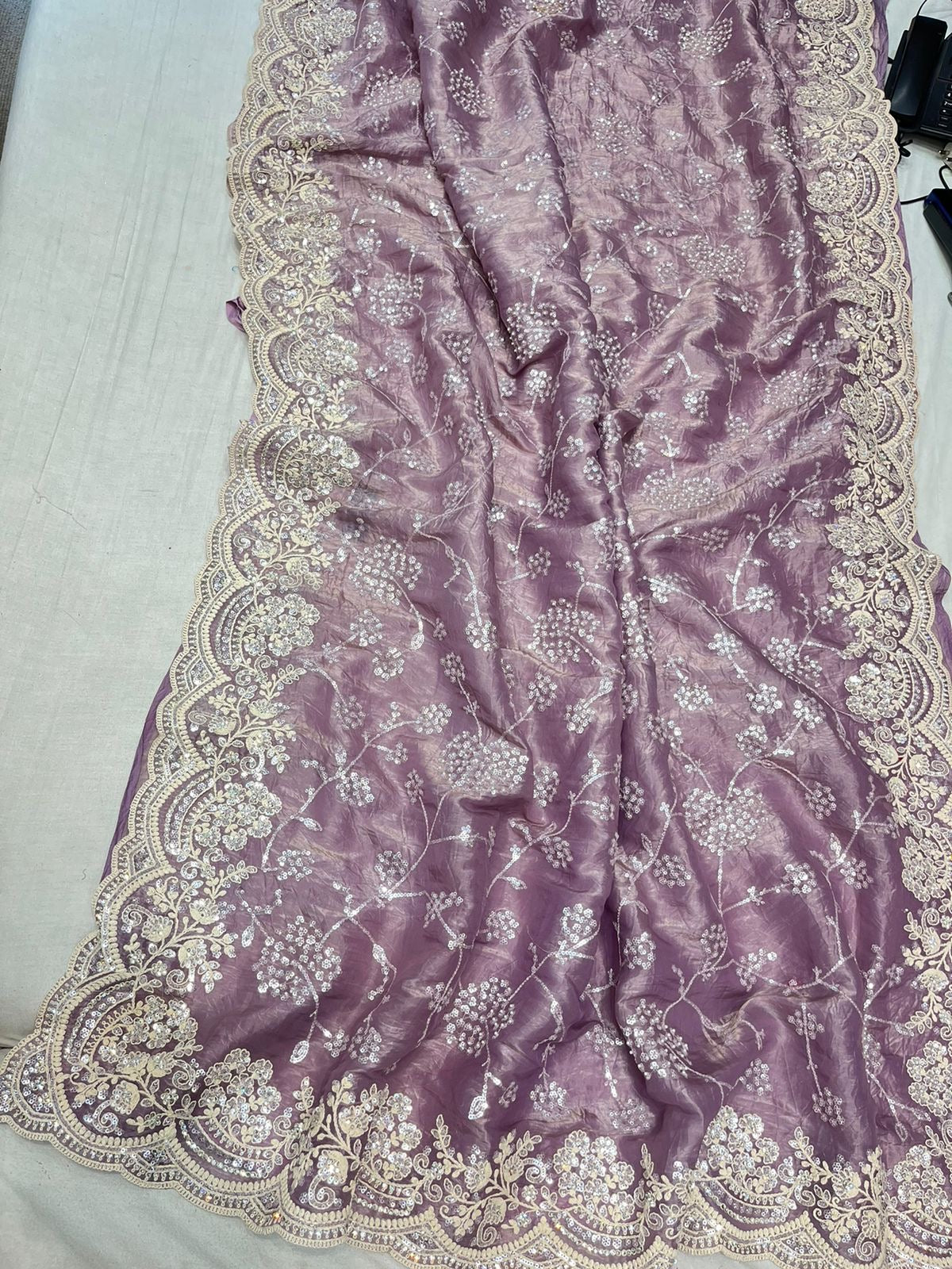 Rahika crush organza sequins saree - Saffronfashionindia