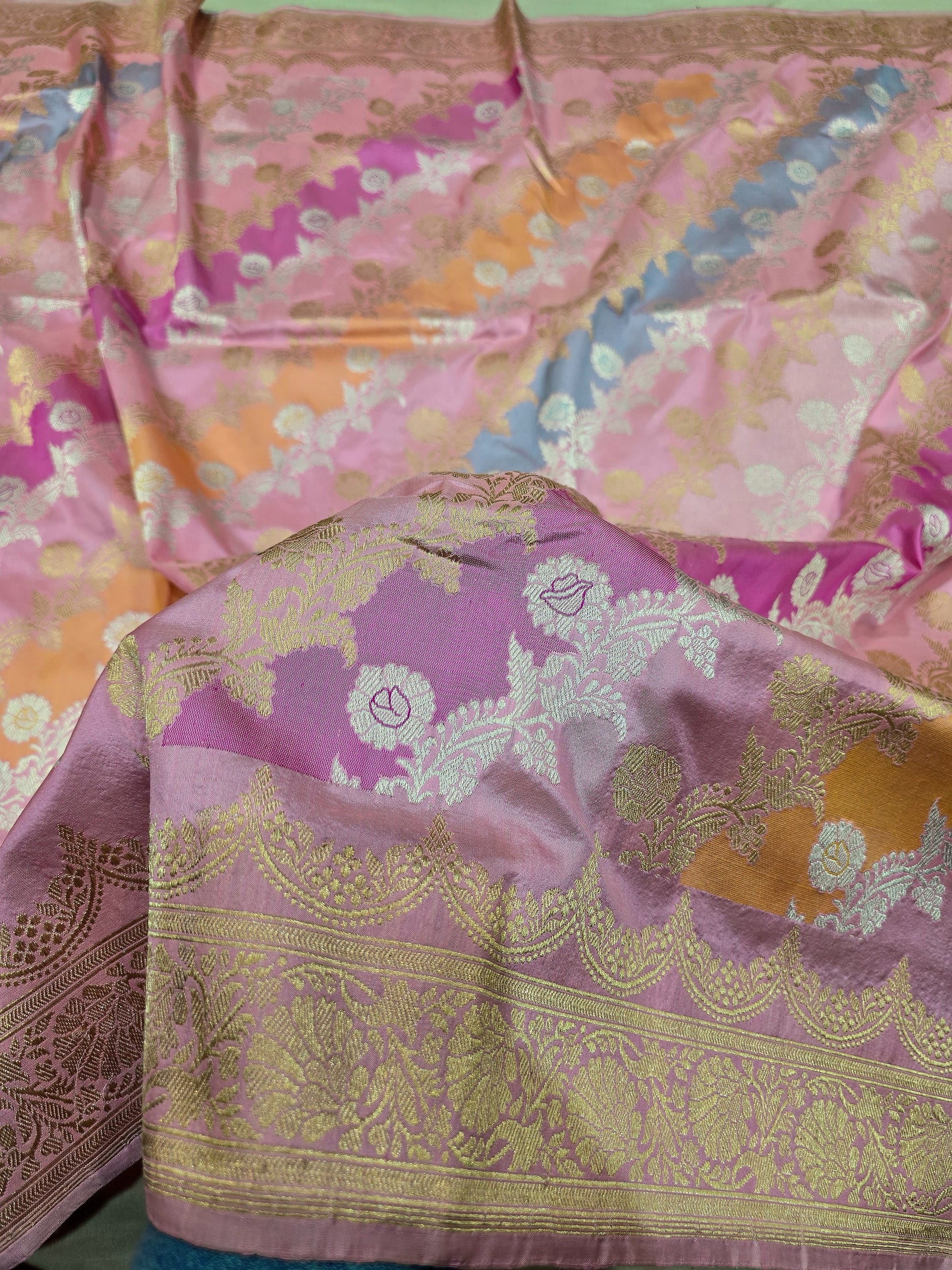 Rushika rangkat saree Banarsi saree traditional sari Indian saree rangkat sarees - Saffronfashionindia