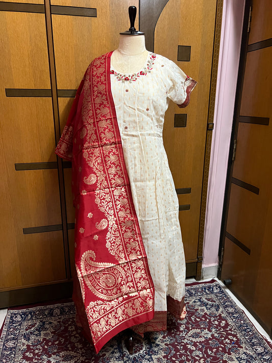 Red Anarkali inspired Kurti Set - Saffronfashionindia