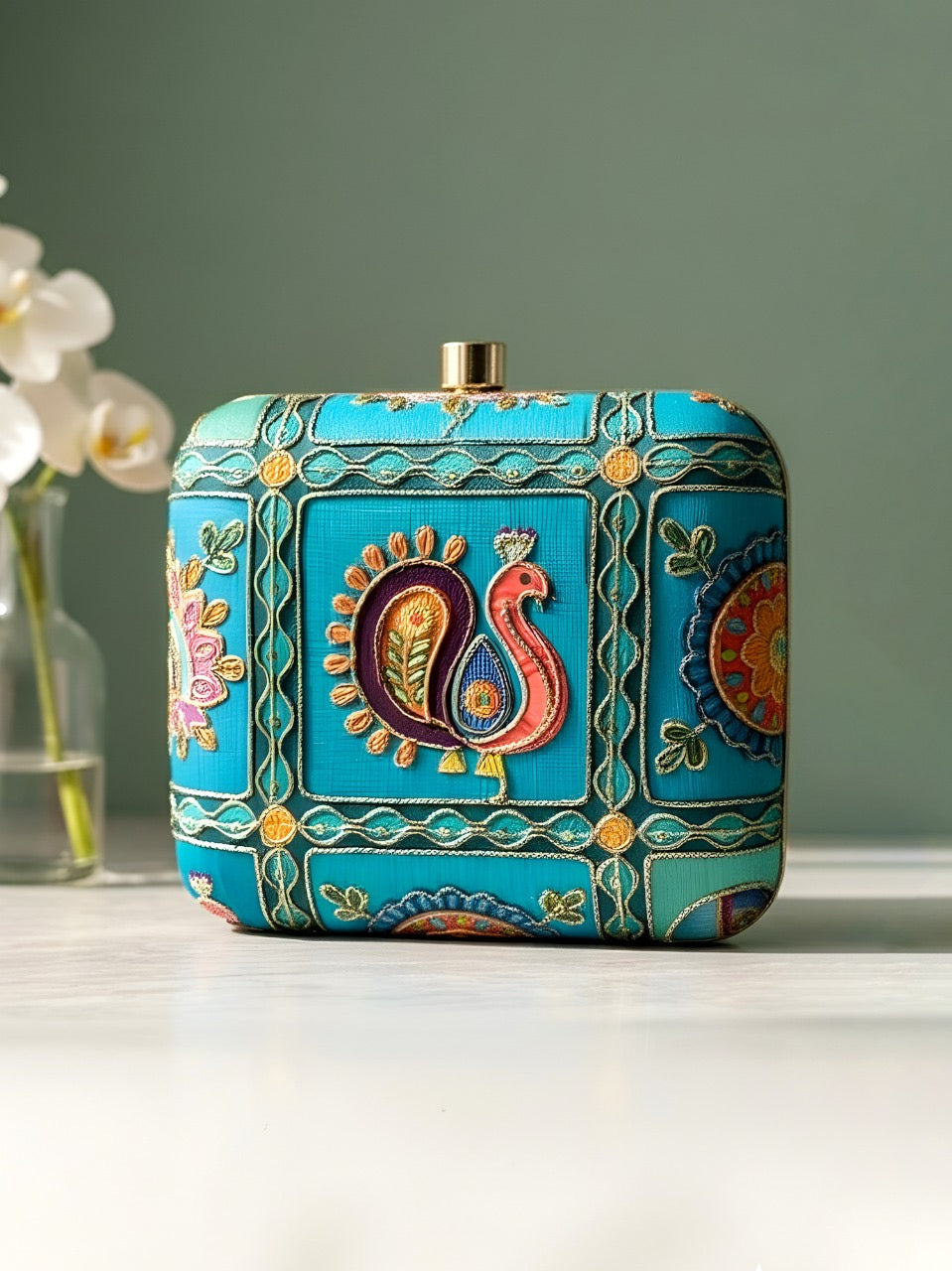 Ethnic Clutch bag Embroidered Clutch bag Saffronfashionindia