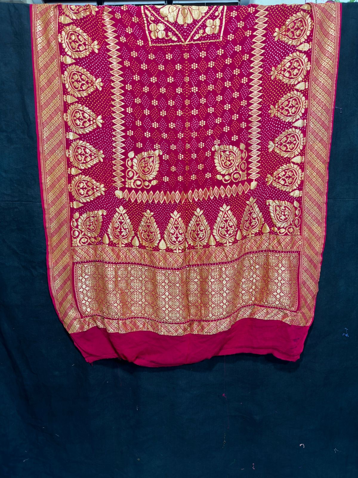 Paisley inspired bandhani banarsi Dupatta Traditional Dupatta - Saffronfashionindia