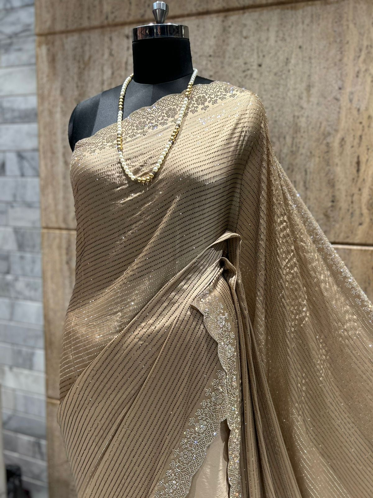 Designer inspired crepe silk saree partywear sarees Saffronfashionindia