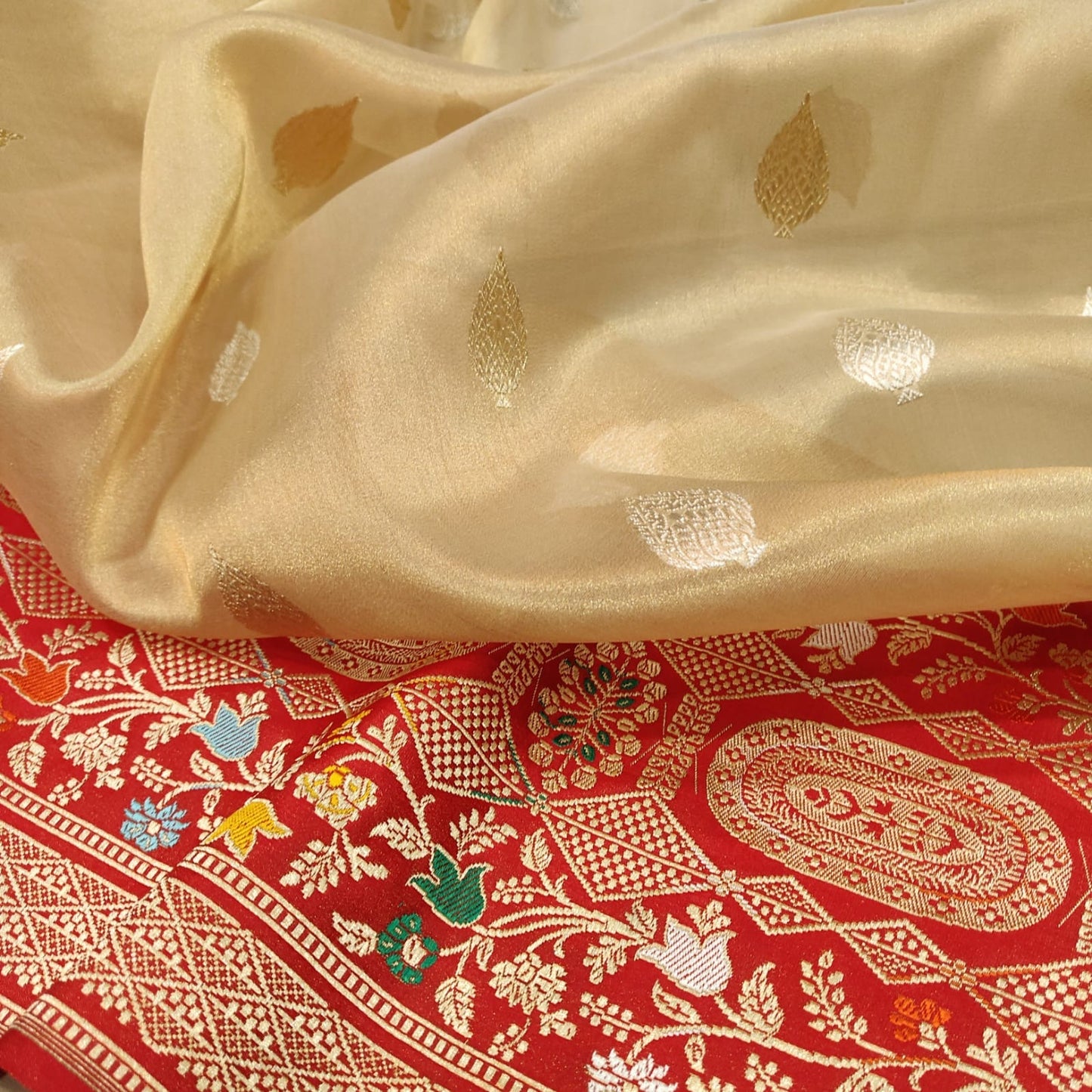 Laaju handwoven saree tissue saree blouse - Saffronfashionindia