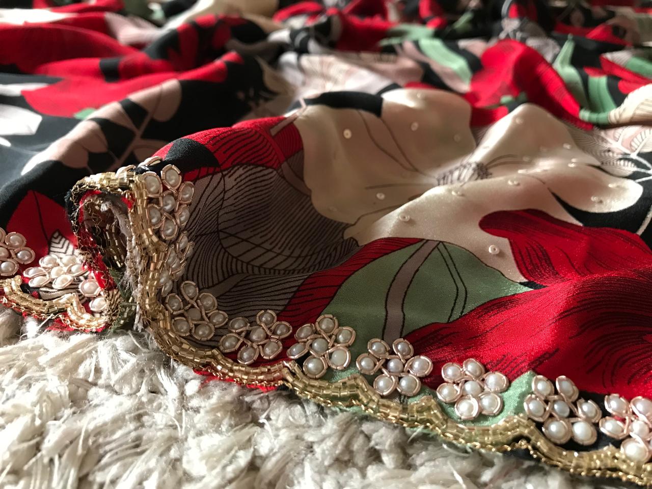 Hafaza beauty saree crepe silk sarees Saffronfashionindia