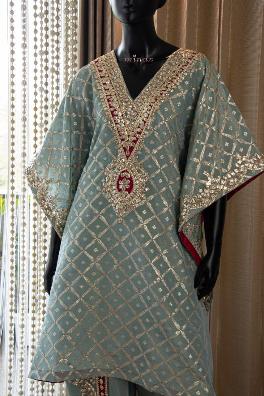 Kaftan styled kurti pant set traditional kurti set - Saffronfashionindia