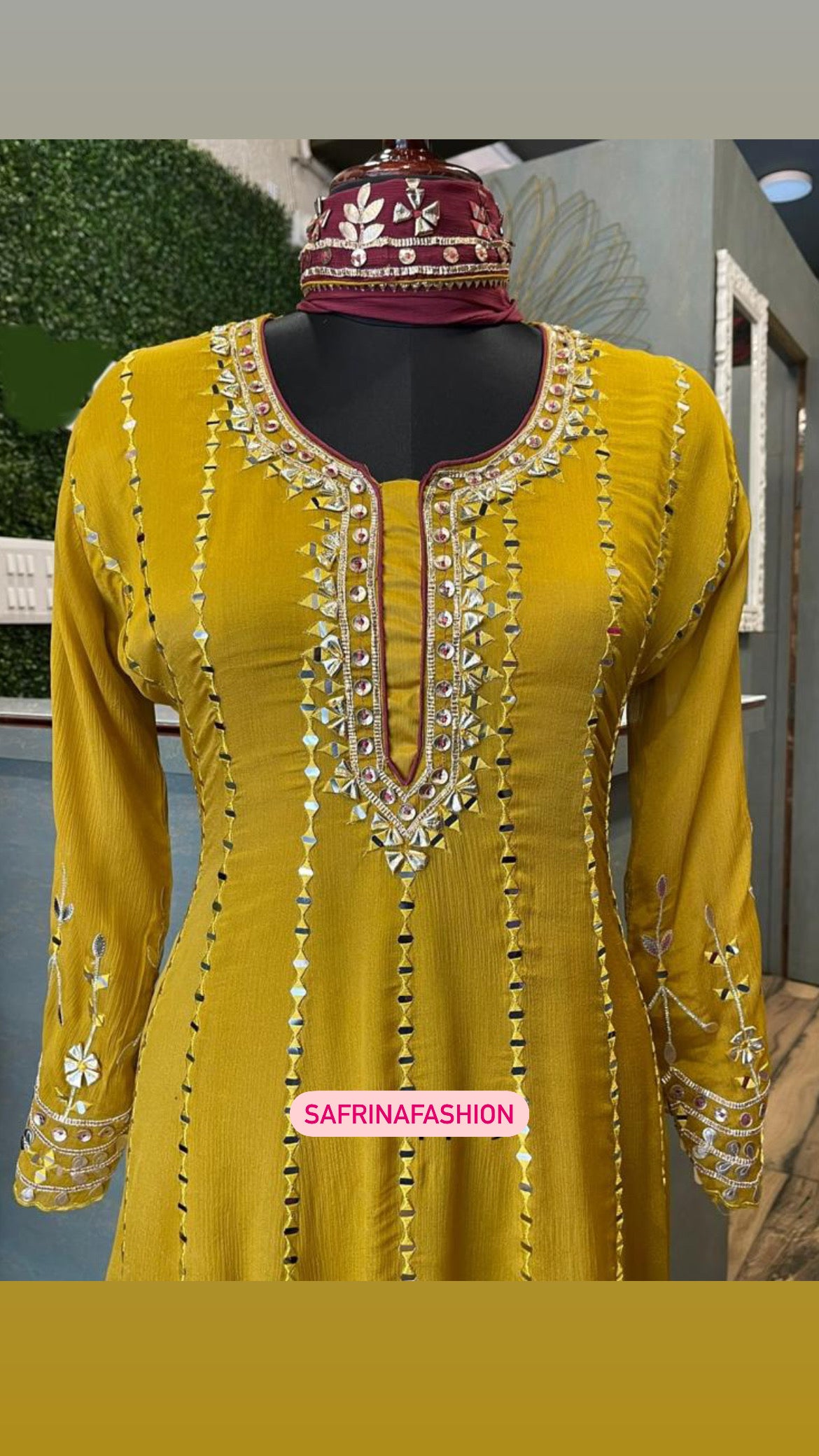 Yellow Anarkali Salwar suit Traditional suit - Saffronfashionindia