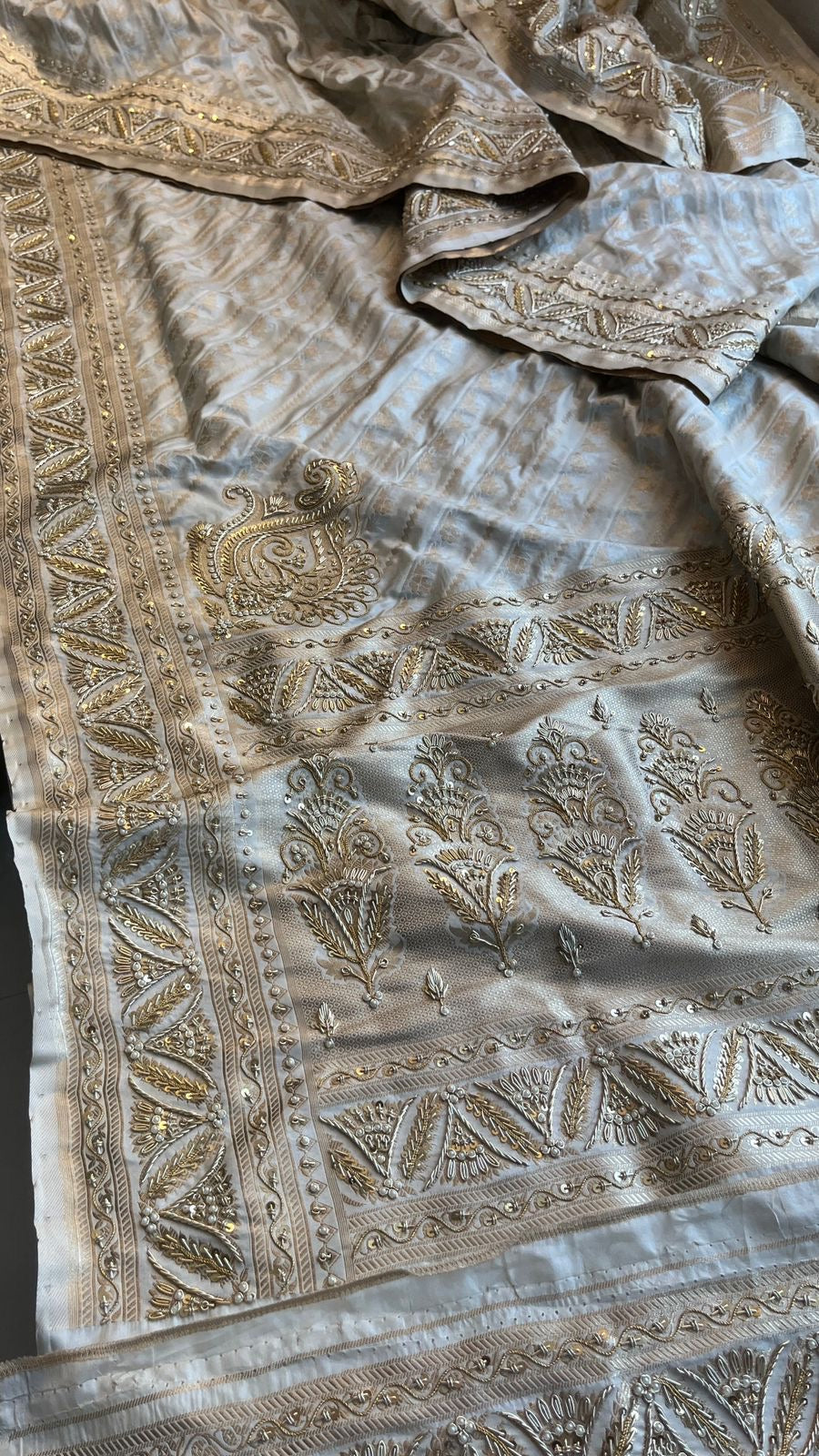 Navesha zardosi Katan silk saree Indian sarees SaffronFashion