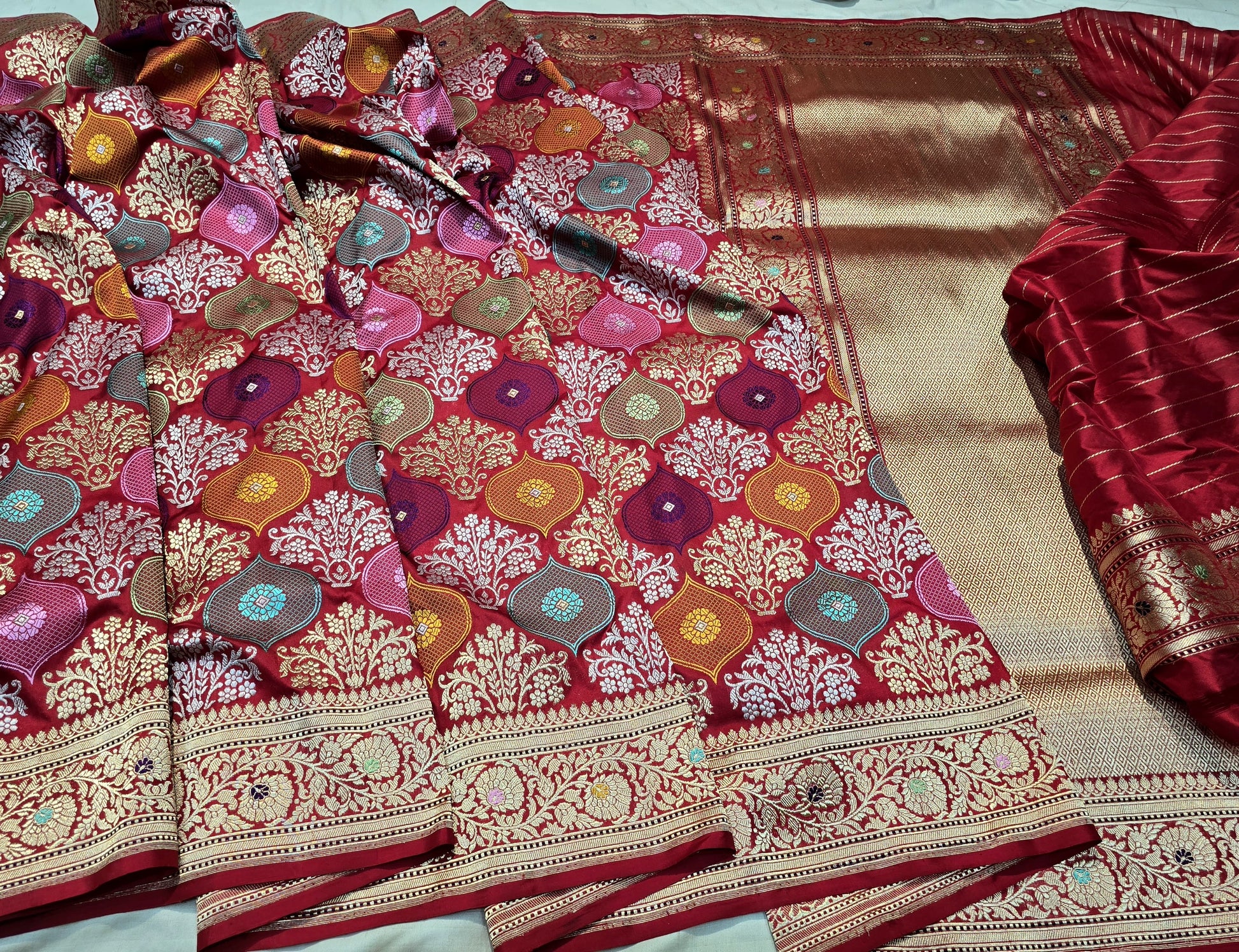 Rangkat exclusive saree iktara katan silk sari blouse SaffronFashion