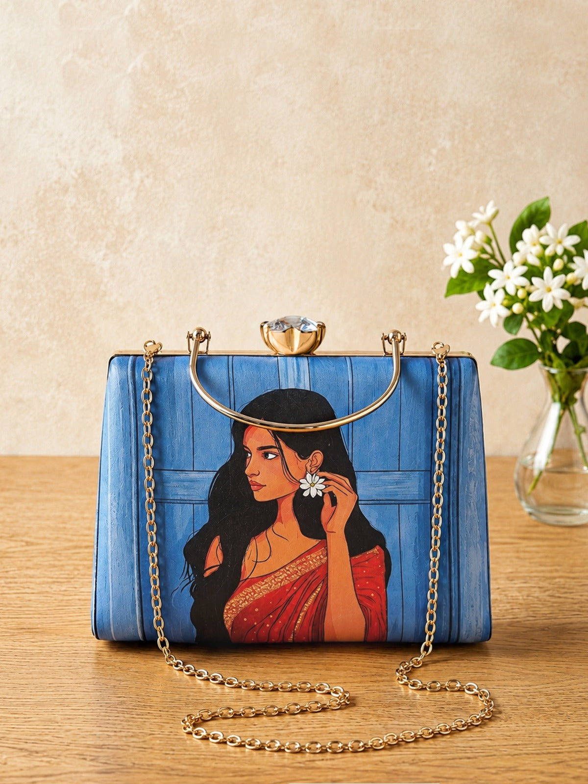 Designer inspired printed clutch bag women purse Saffronfashionindia