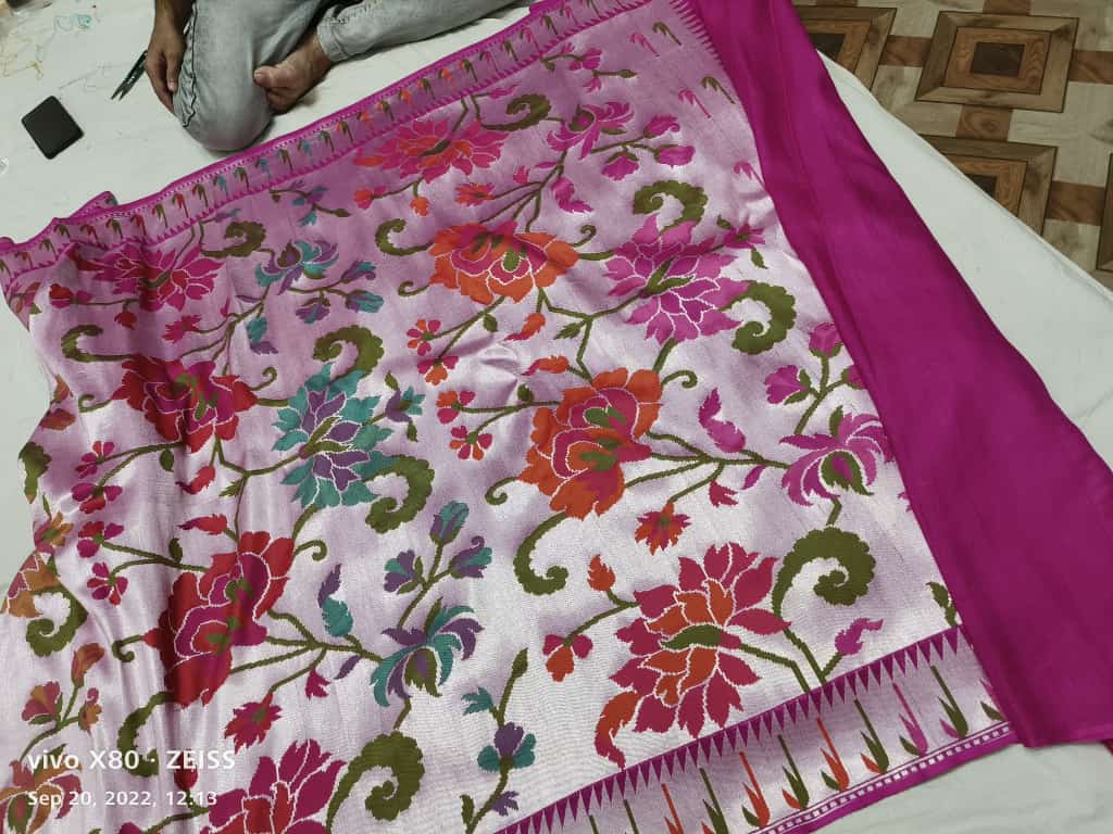 Tussar Khaddi Gorgette handloom saree Indian sari - Saffronfashionindia