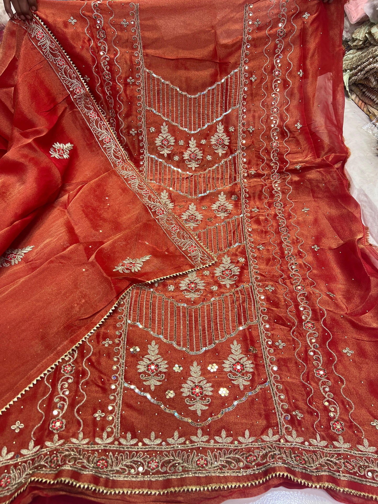 Shimmer organza suit Salwar suit Punjabi suit SaffronFashion