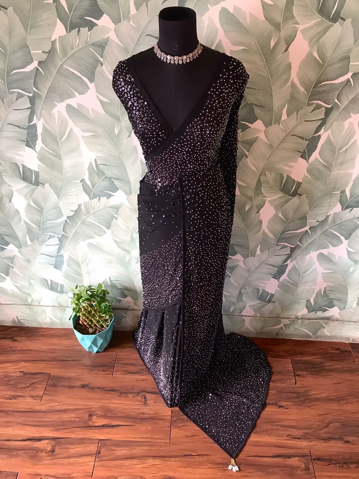 Black sari sequins saree Partywear sarees Indian sari blouse Saffronfashionindia