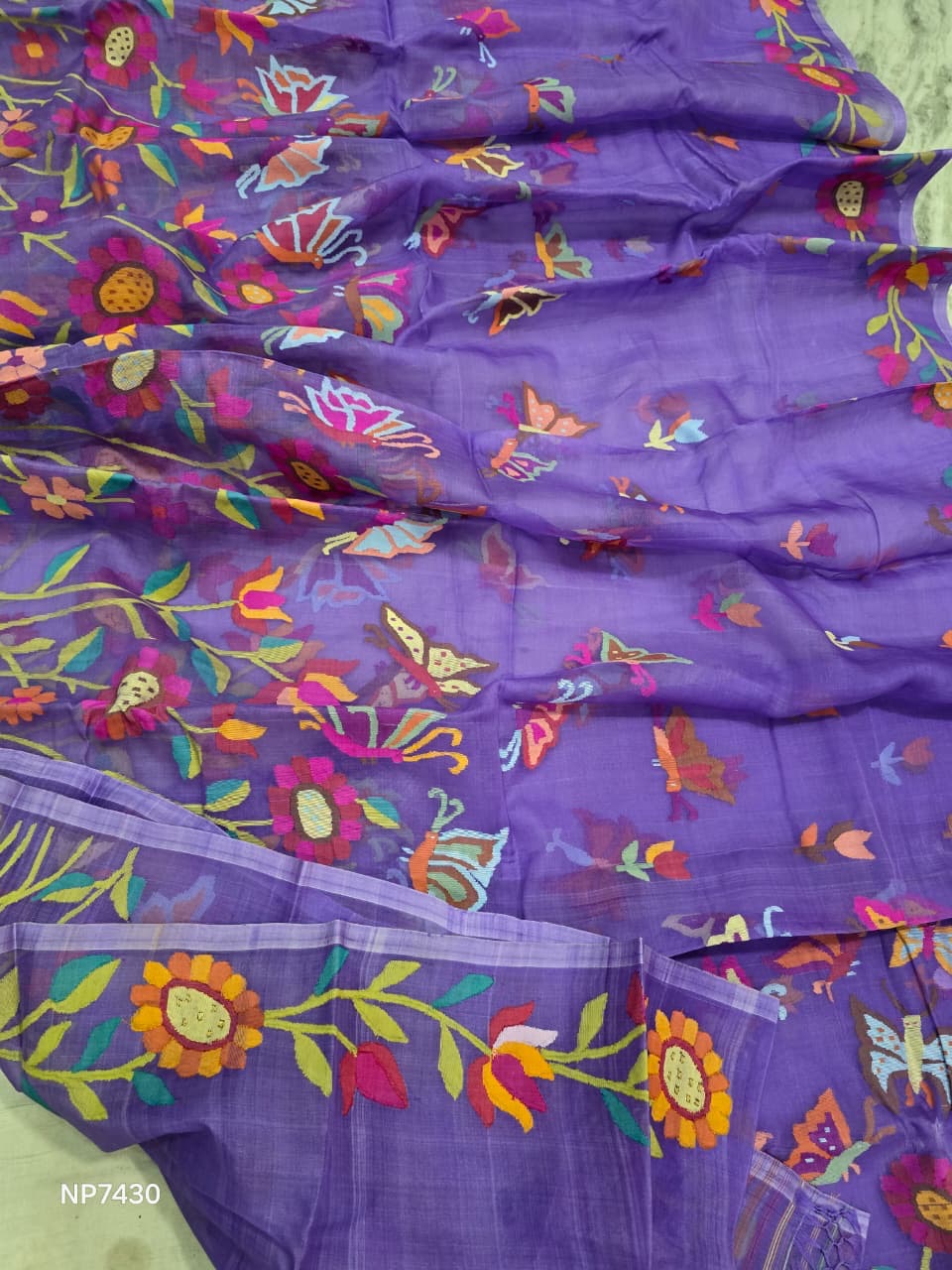 Muslin Jamdani saree tantuj saree handmade sari blouse SaffronFashion