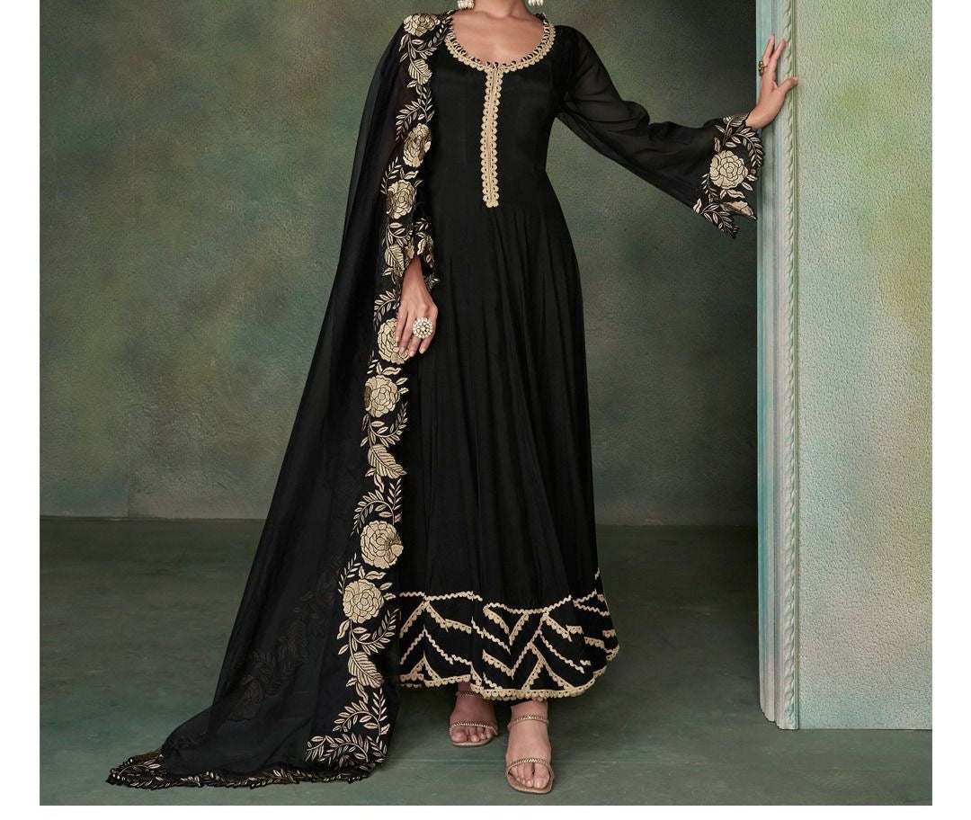 Black Organza Dress Indian suit Pakistani Salwar suit - Saffronfashionindia