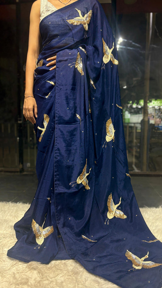 Bird inspired saree Partywear sarees Indian sari blouse Saffronfashionindia