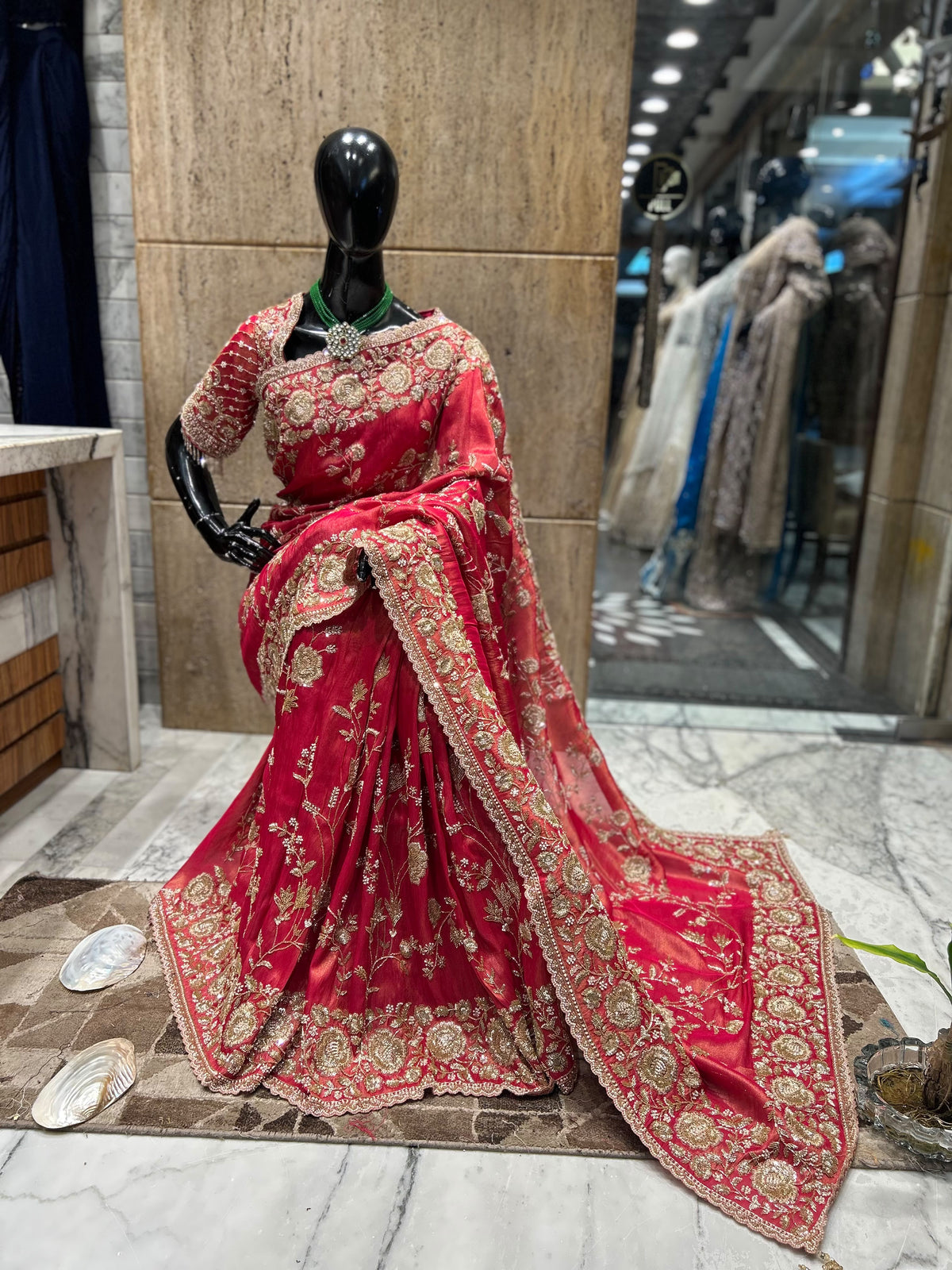 Designer silk Kanjeevaram saree wedding sari blouse Saffronfashionindia