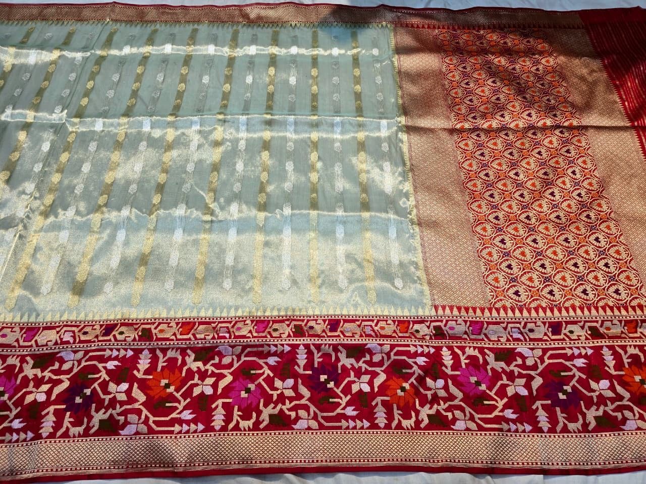 Dhakai Jamdani Paithani saree Banarsi saree handwoven sari blouse SaffronFashion