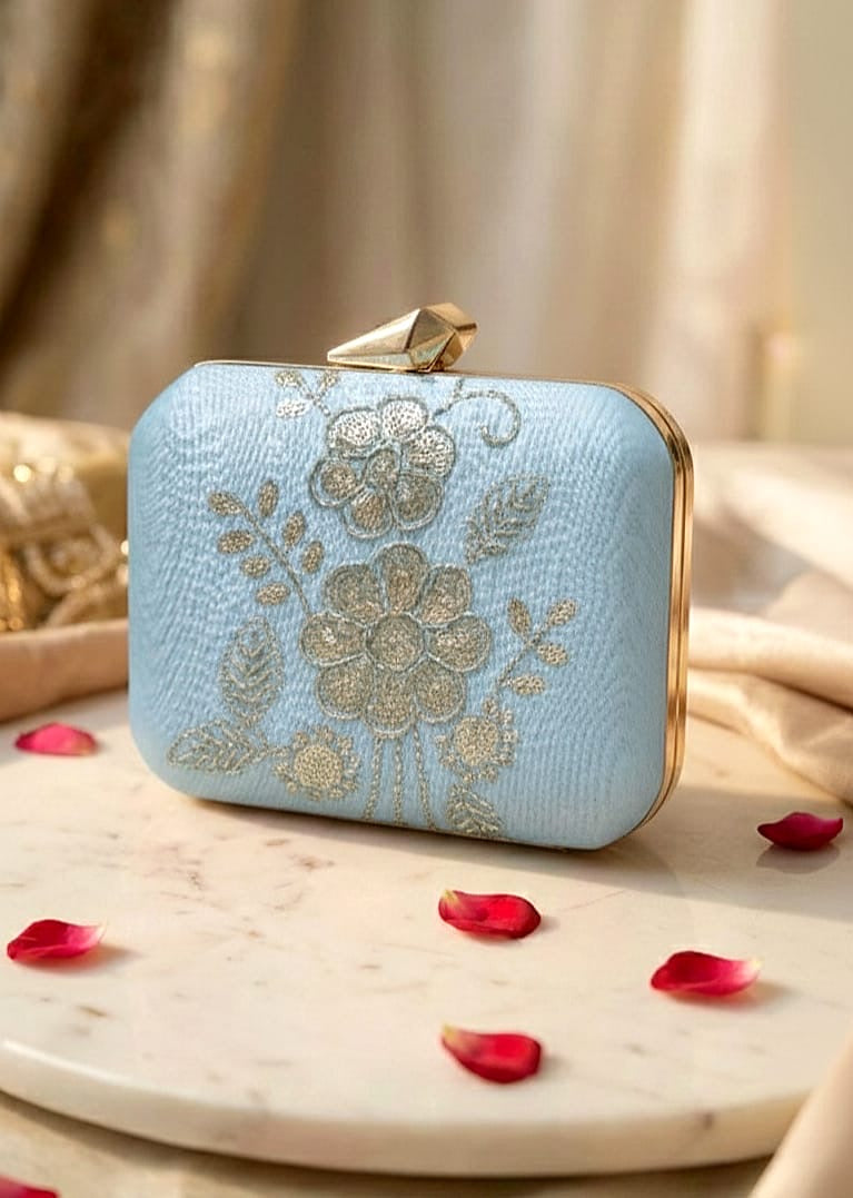 Floral Embroidery Clutch Bag Ethnic Clutch box Saffronfashionindia