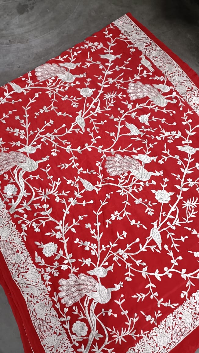 Red Bride Parsi Saree Gara Saree Parsi gara sari - Saffronfashionindia