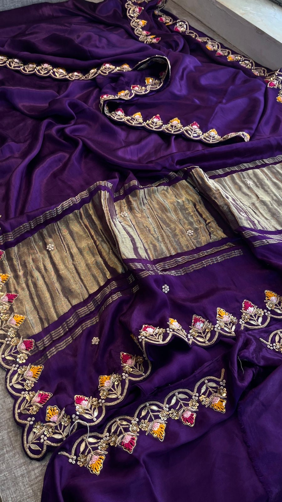 Purple Gajji Silk Saree Luxury Silk Saree blouse - Saffronfashionindia