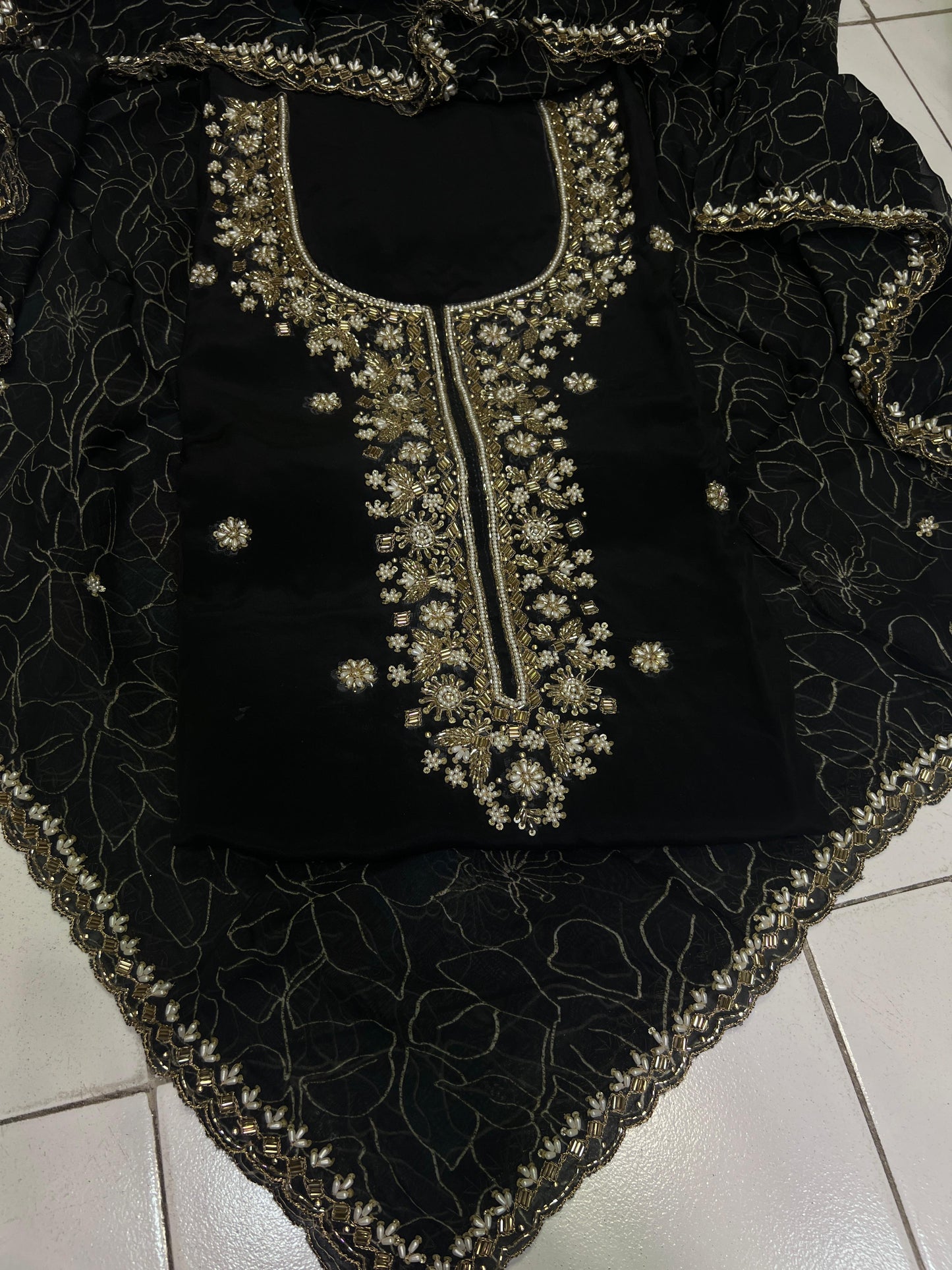 Black crepe Salwar suit Punjabi suit - Saffronfashionindia
