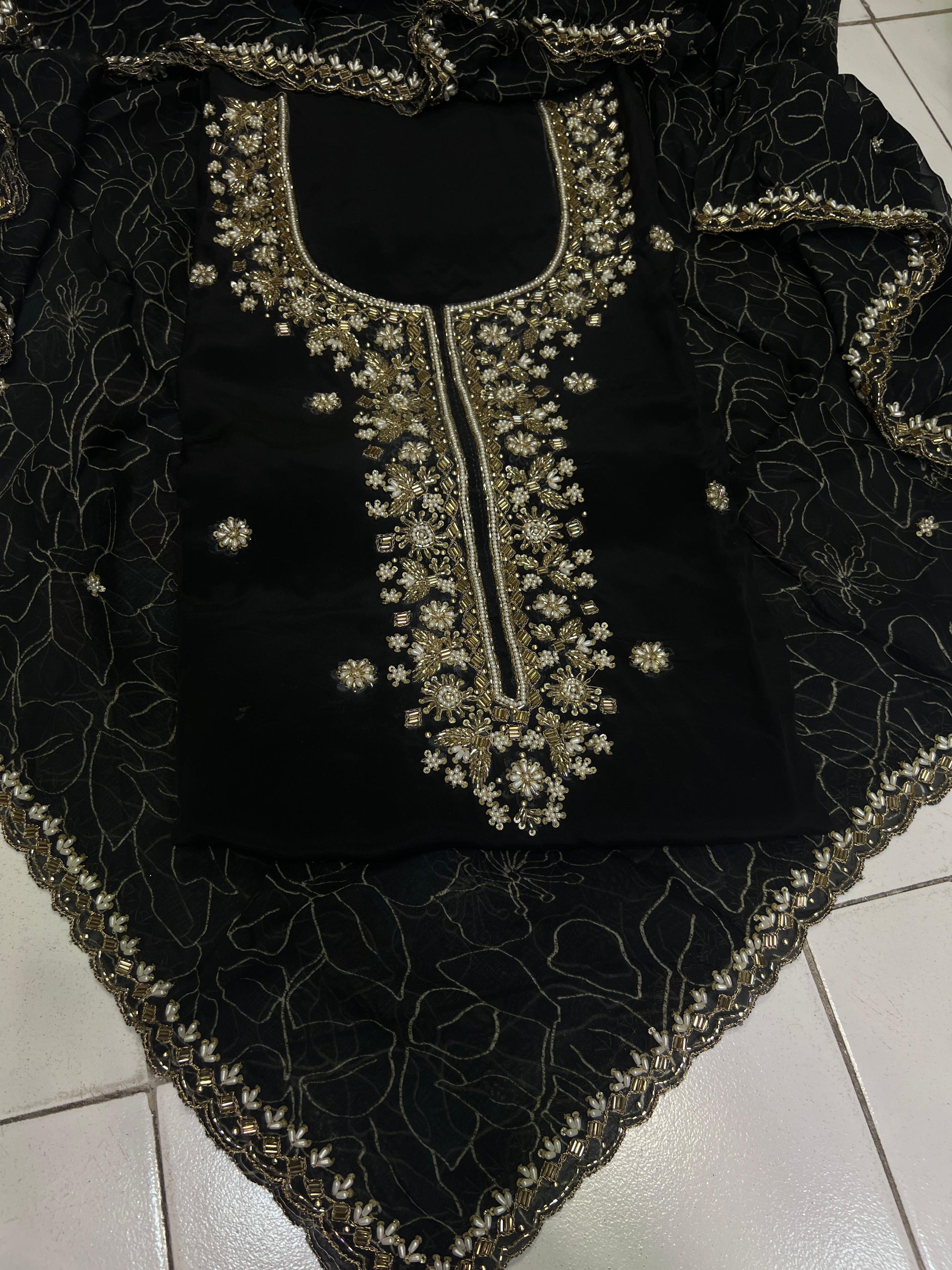 Black crepe Salwar suit Punjabi suit - Saffronfashionindia