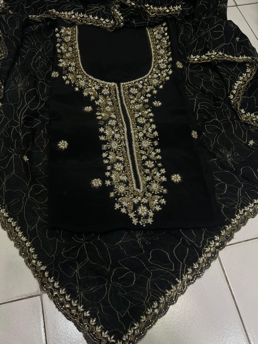 Black crepe Salwar suit Punjabi suit - Saffronfashionindia
