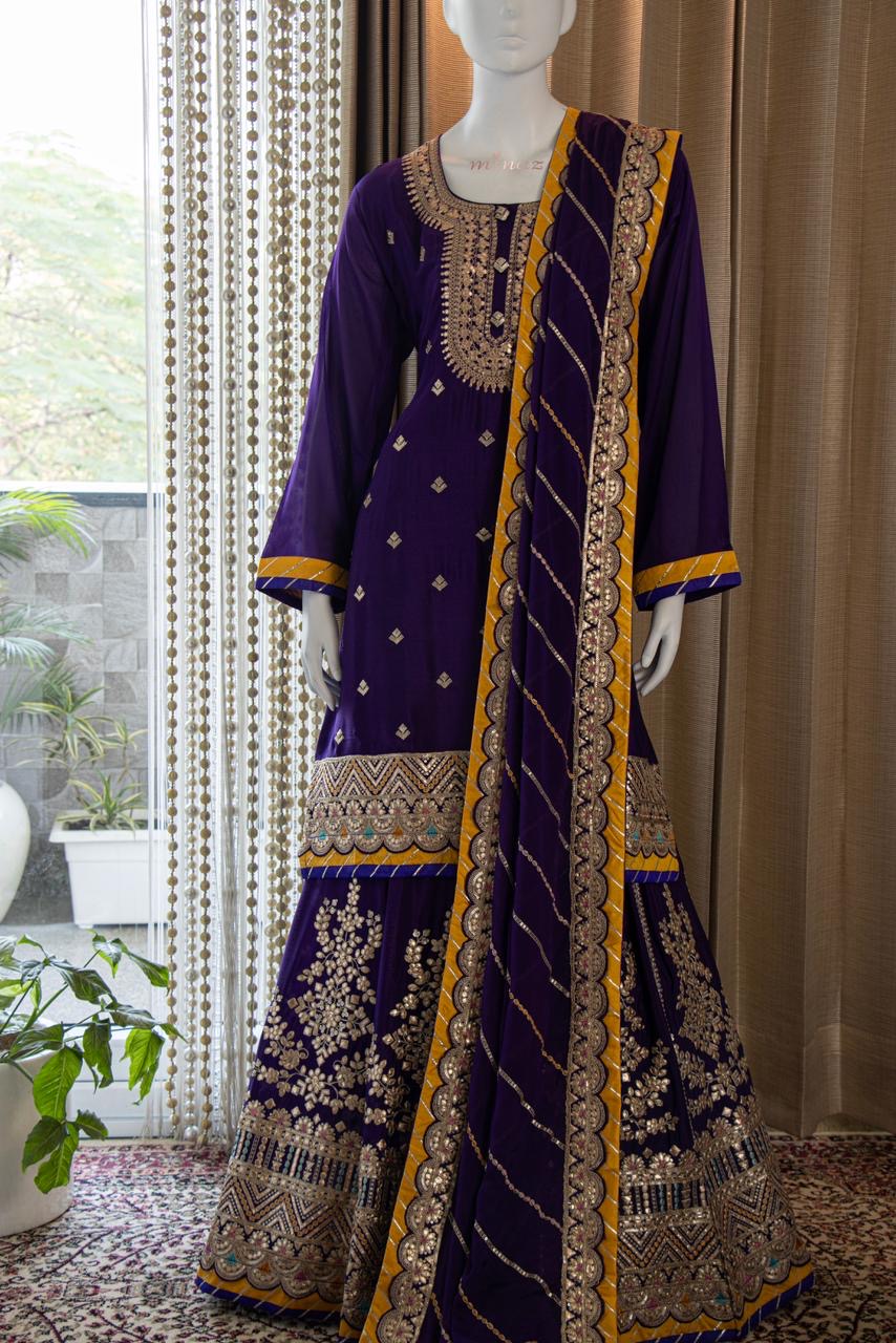 Rebica Embroidered Zari Gharara Set Pakistani Dress - Saffronfashionindia