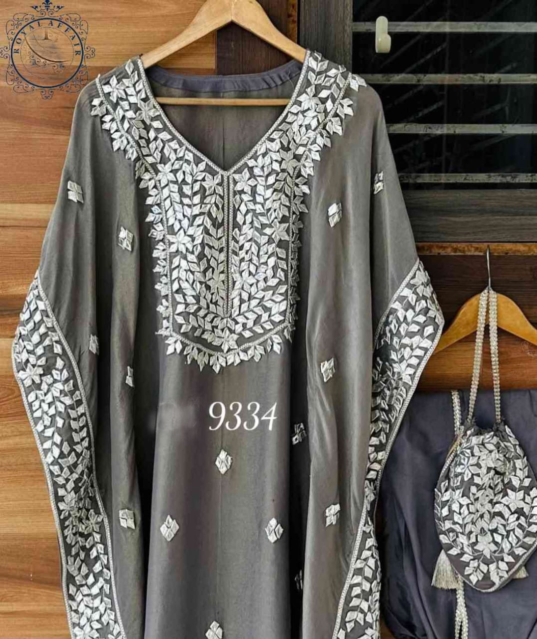 Tissue shimmer kaftan set partywear kaftan Indian kaftan set - Saffronfashionindia