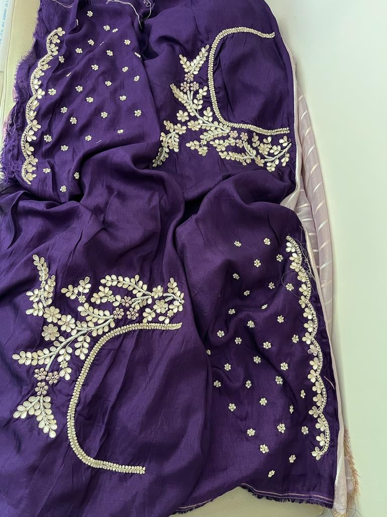 Alima striped tissue partywear saree - Saffronfashionindia