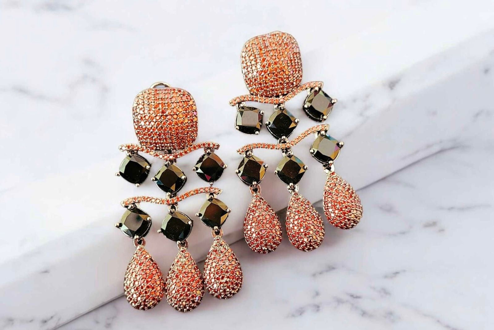Cocktail earrings Partywear earrings stone earrings Saffronfashionindia