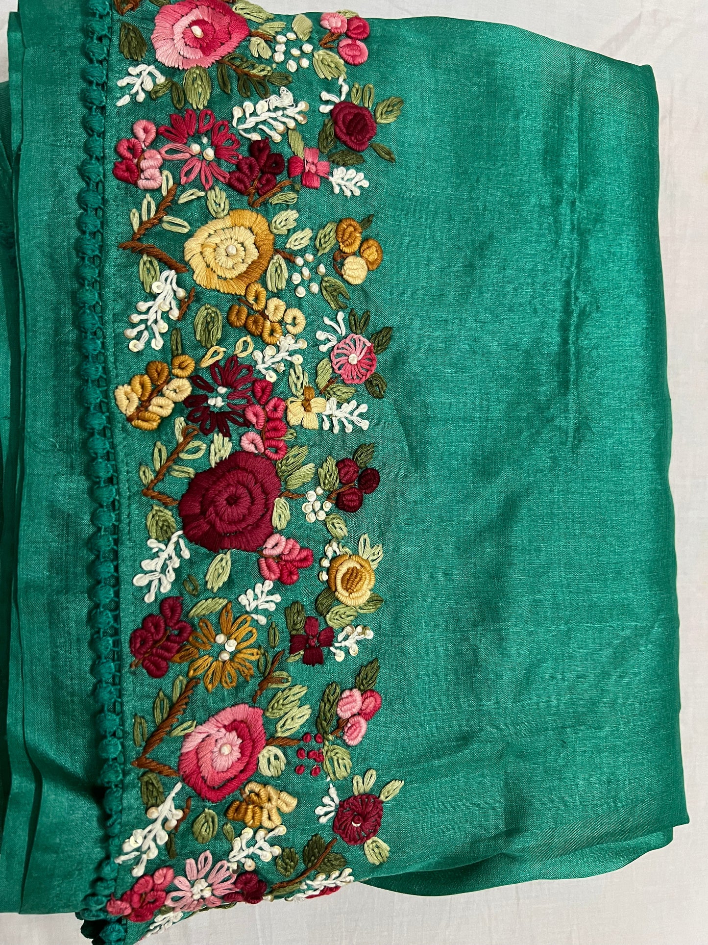 Tussar French knot inspired saree Saffronfashion