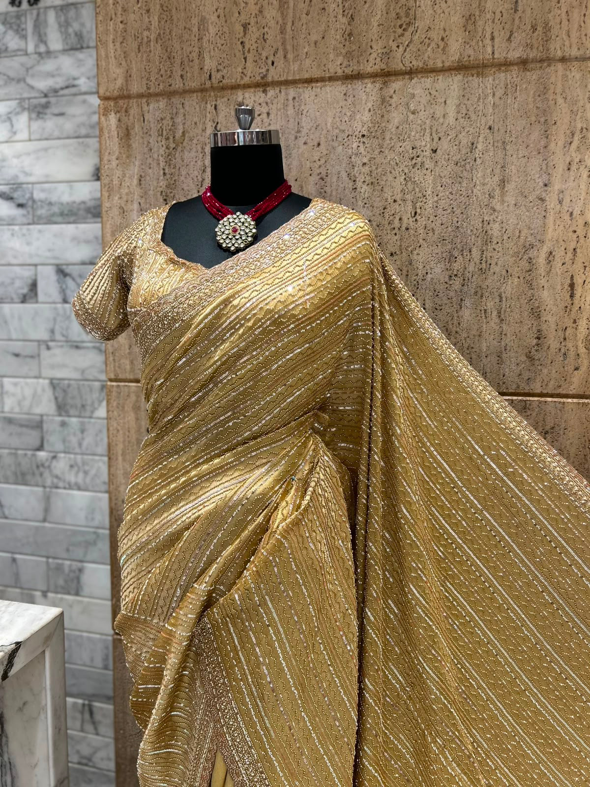 Royal Kanjeevaram saree silk saree with stitched blouse Saffronfashionindia