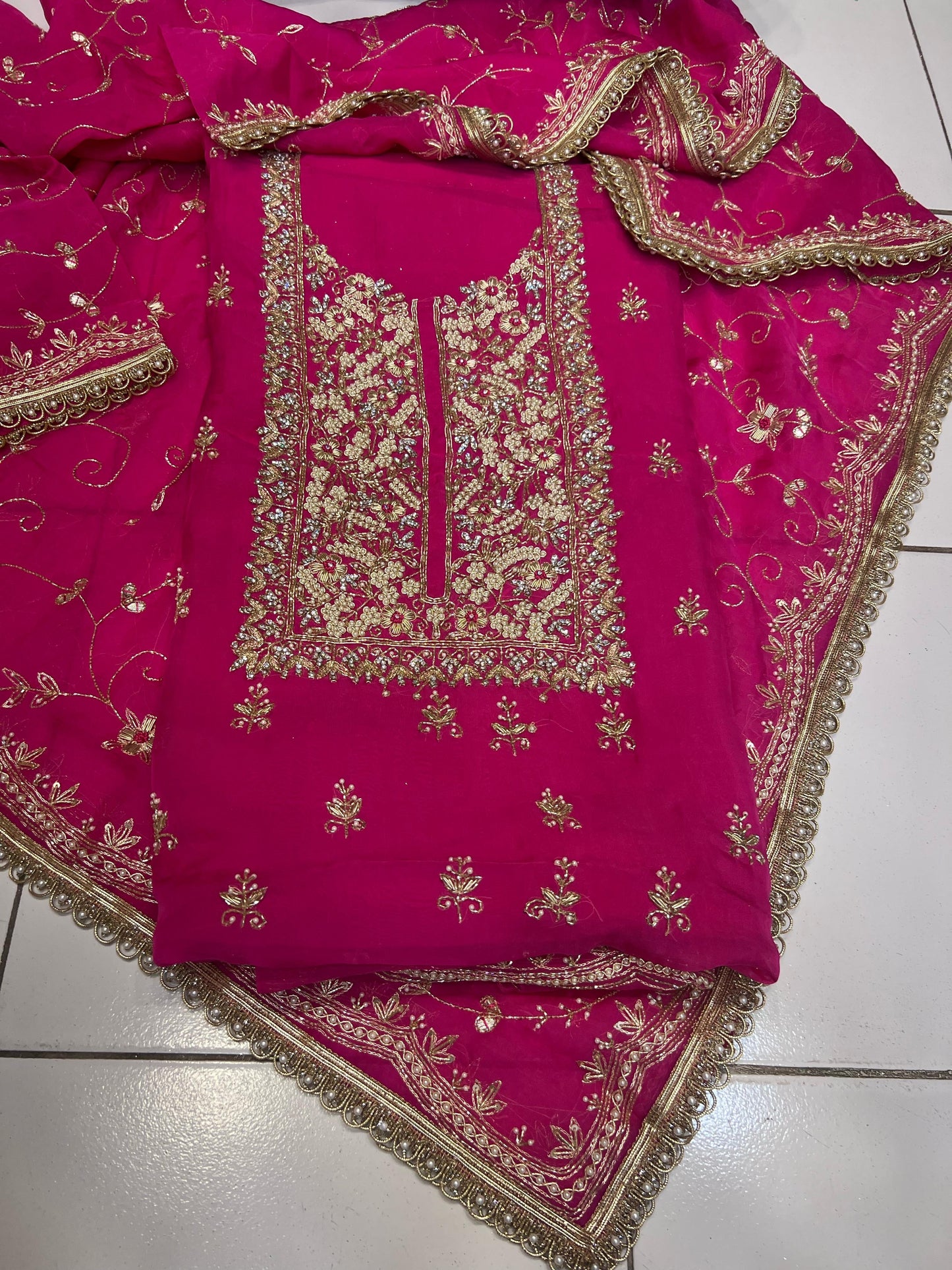 Punjabi crepe dress Indian dress women clothing SaffronFashion