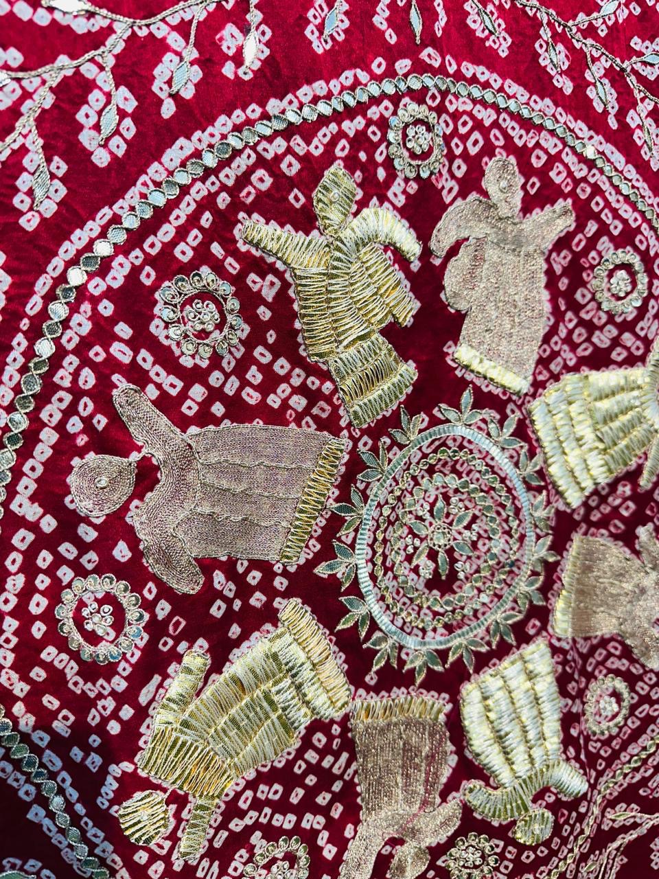 Silk bandhani saree wedding saree handmade sari blouse SaffronFashion